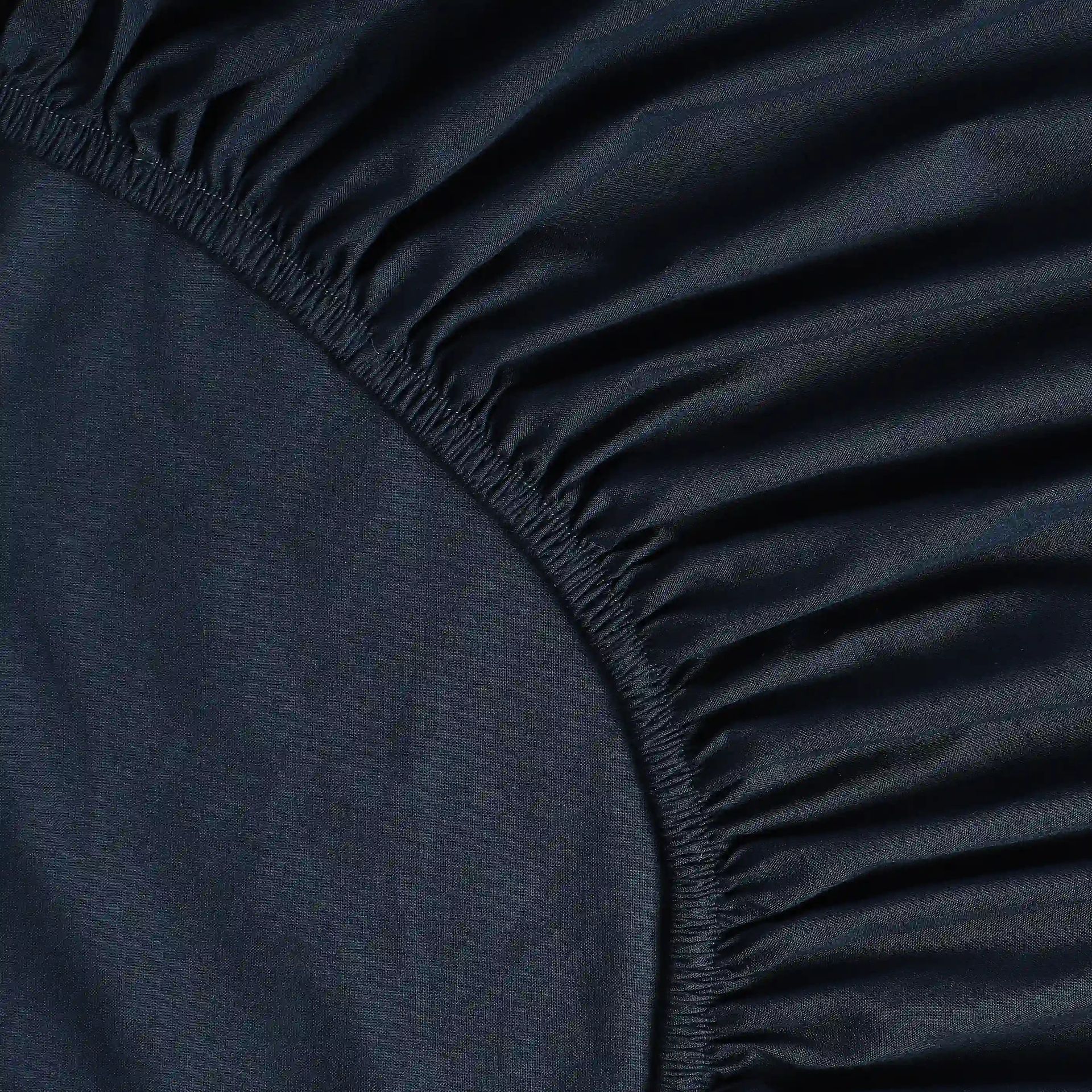 Solid Dyed 144 TC 100% Cotton Navy Queen Fitted Sheet Set | Paleto