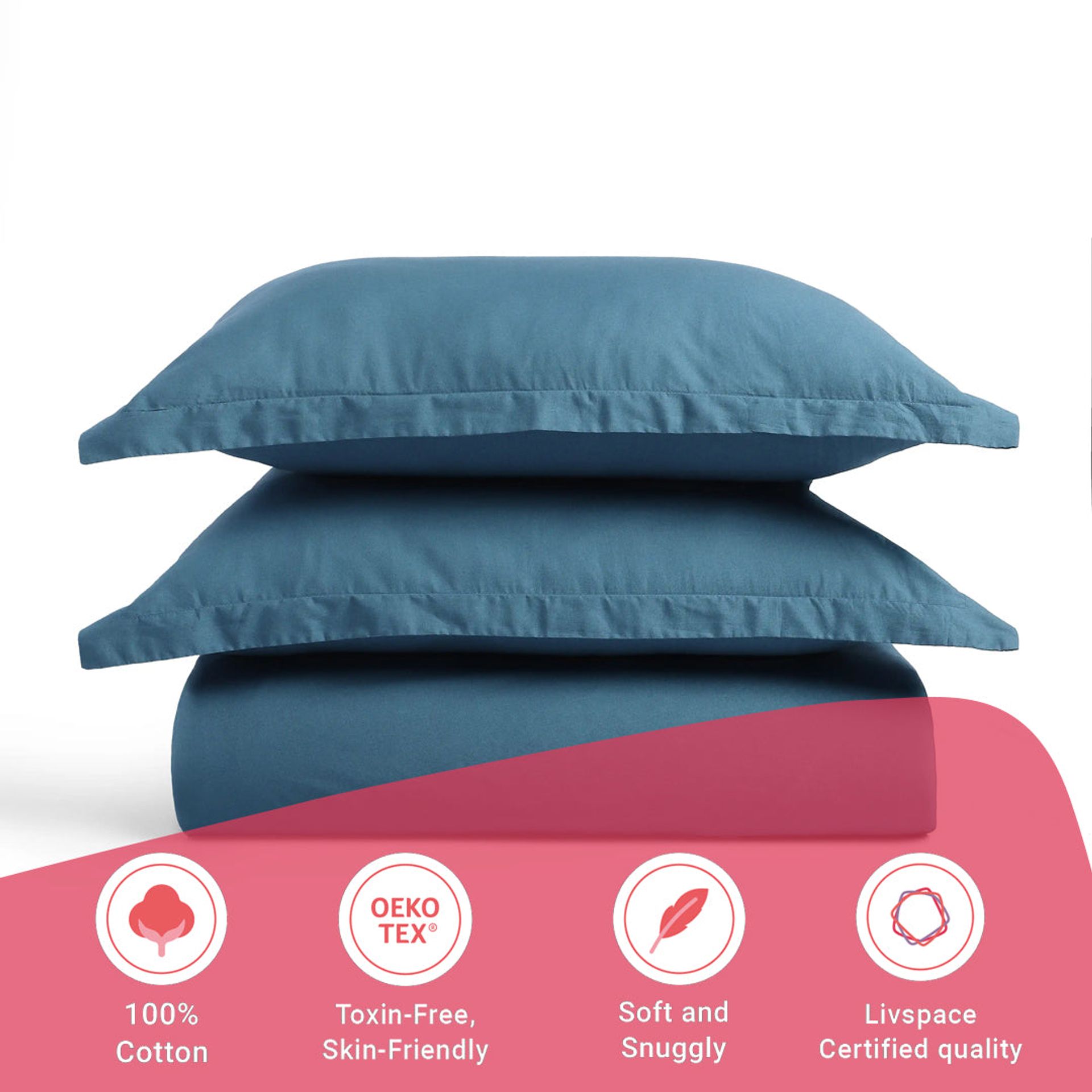 Solid Dyed 144 TC 100% Cotton Mineral Queen Fitted Sheet Set | Paleto