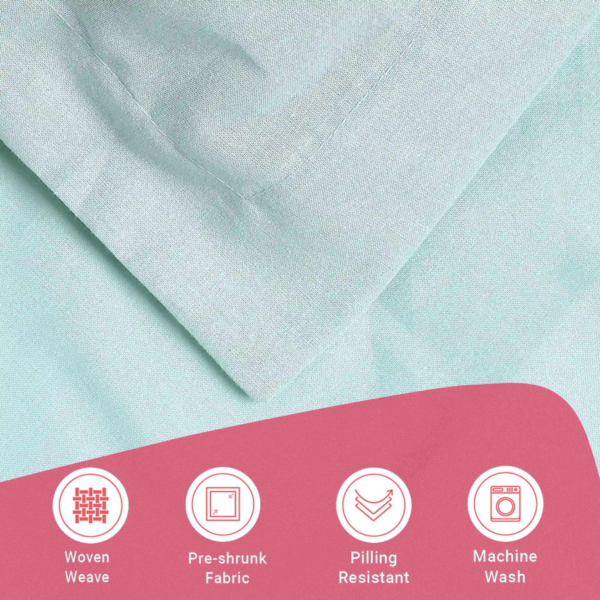 Solid Dyed 144 TC 100% Cotton Blue Sky Queen Fitted Sheet Set | Paleto