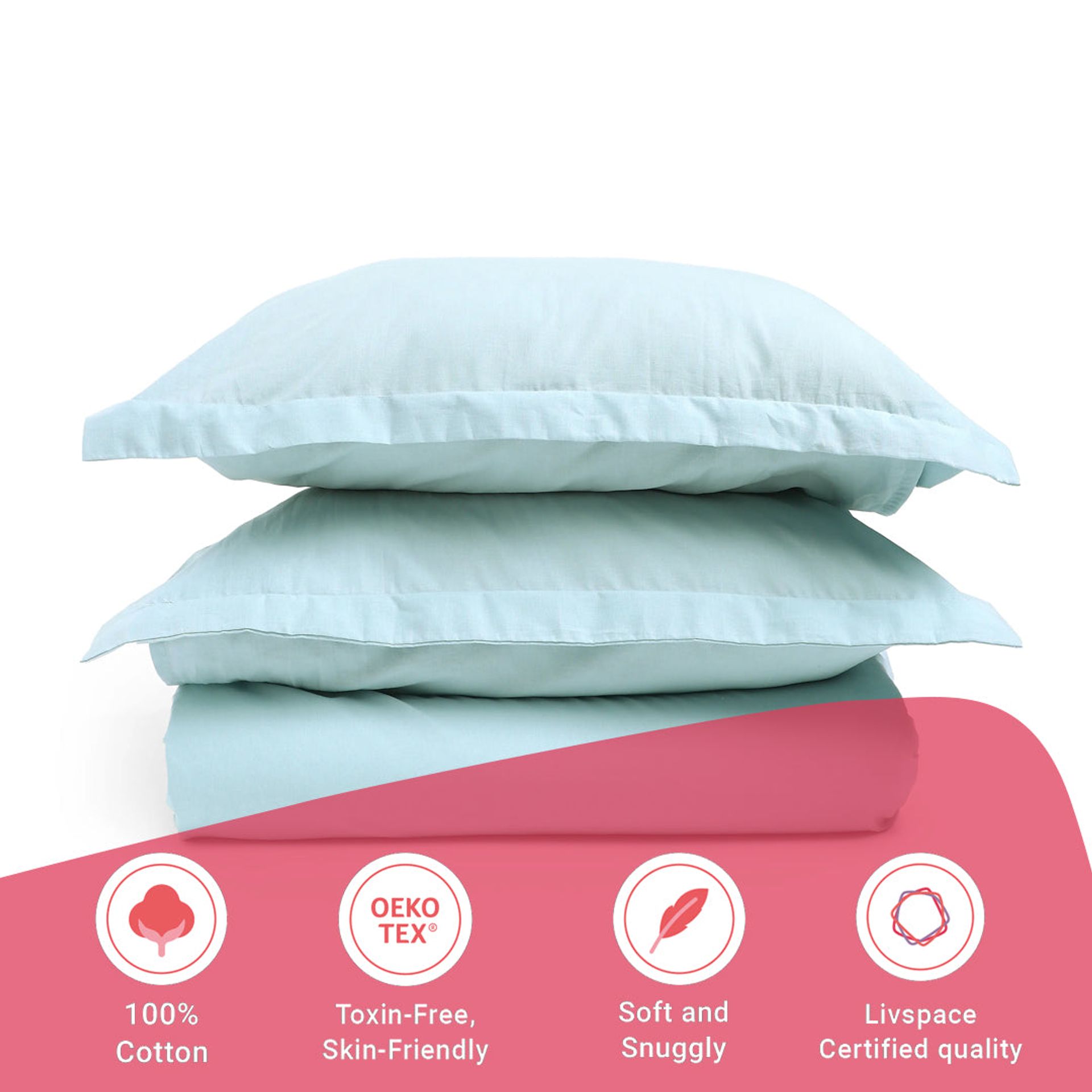 Solid Dyed 144 TC 100% Cotton Blue Sky Queen Fitted Sheet Set | Paleto