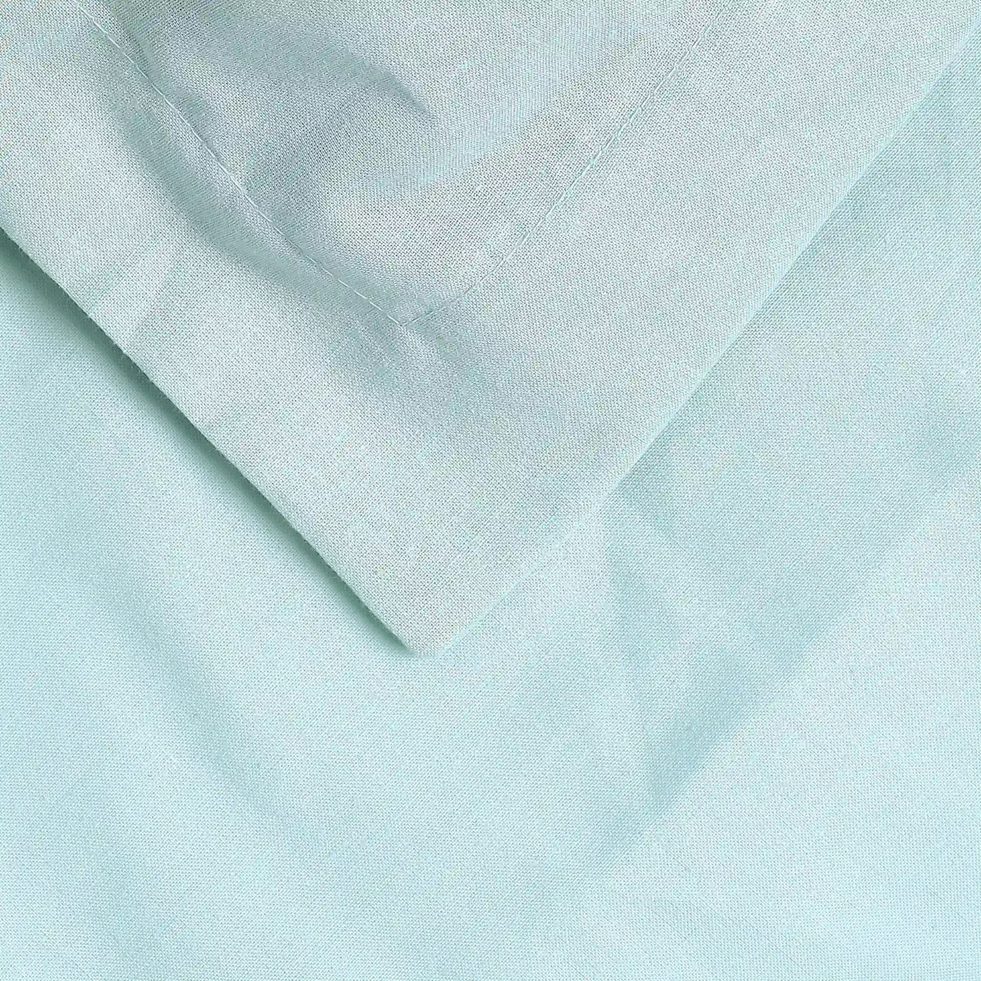 Solid Dyed 144 TC 100% Cotton Blue Sky Queen Fitted Sheet Set | Paleto