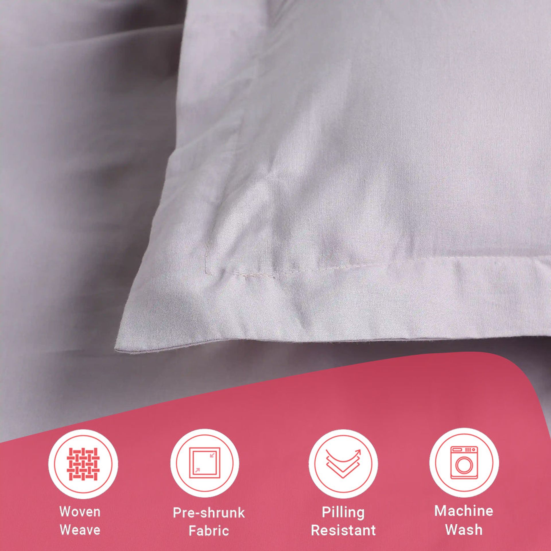 Solid Dyed 144 TC 100% Cotton Grey Lavender Queen Fitted Sheet Set | Paleto
