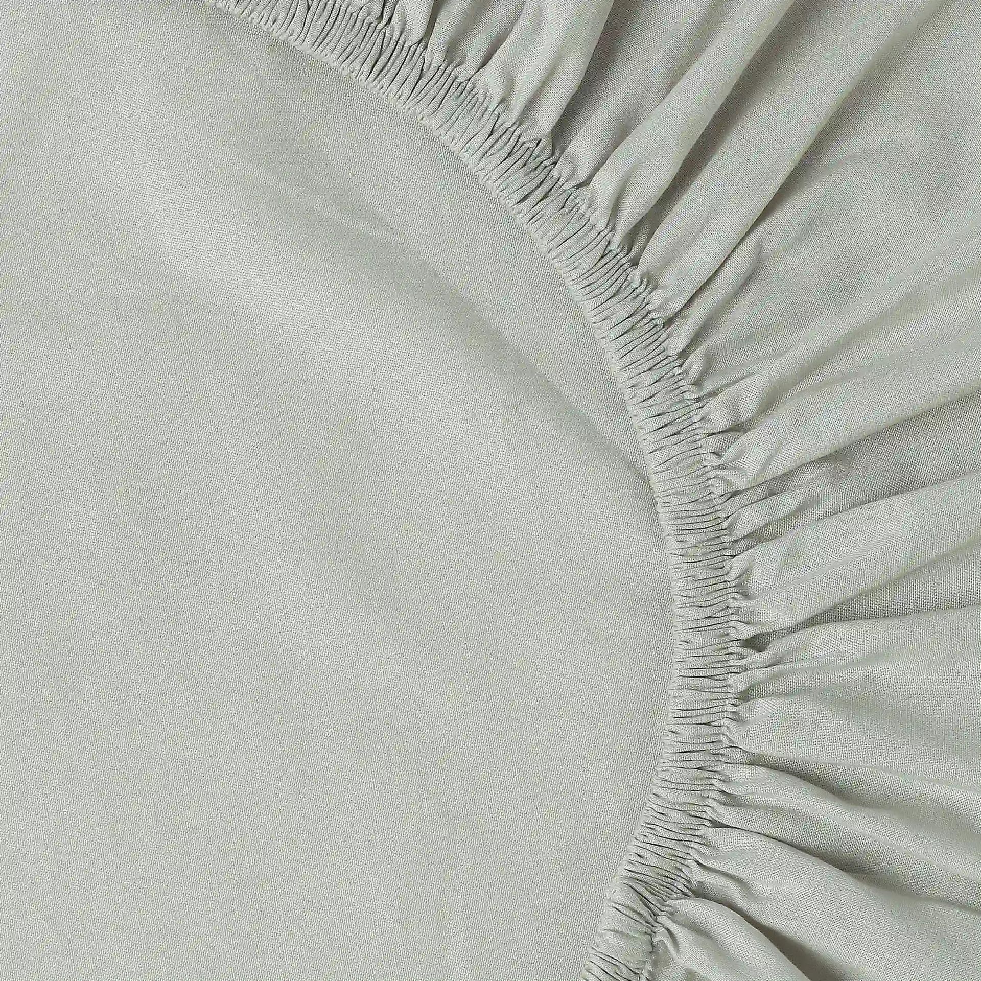 Solid Dyed 144 TC 100% Cotton Silver Queen Fitted Sheet Set | Paleto