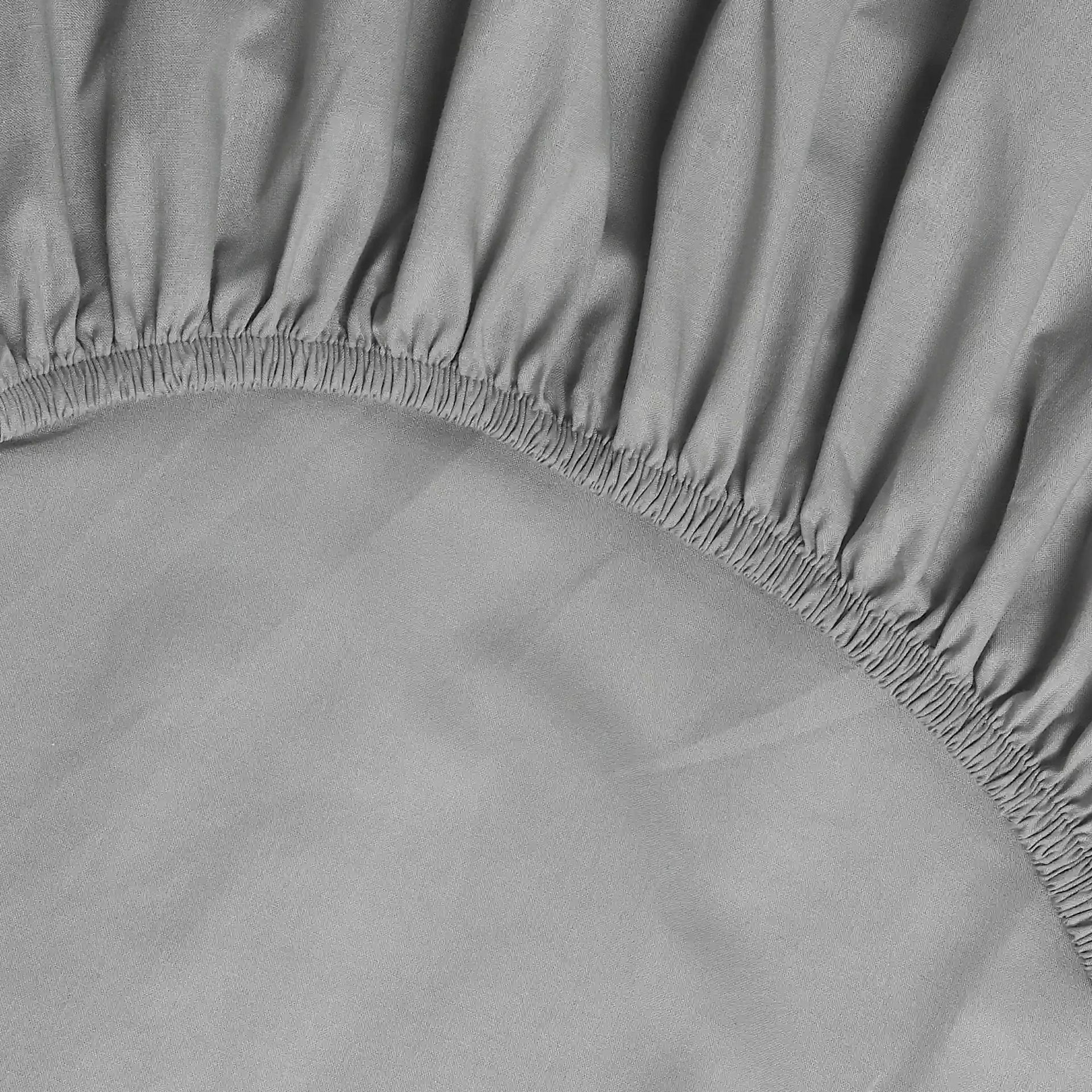 Solid Dyed 144 TC 100% Cotton Grey Queen Fitted Sheet Set | Paleto