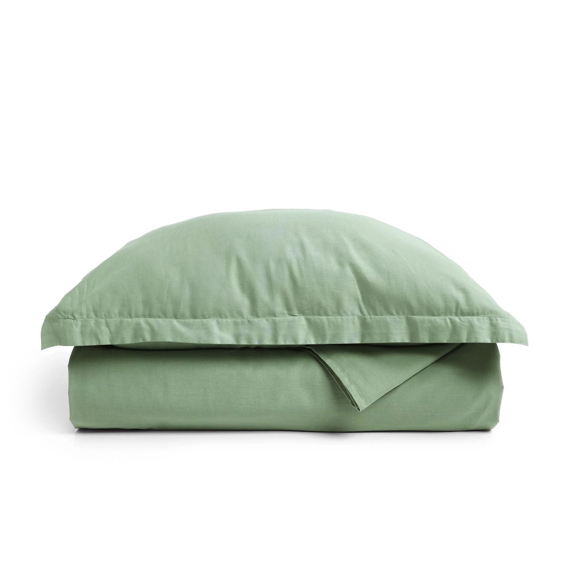 Solid Dyed 144 TC 100% Cotton Green Sage Single Bedsheet Set | Paleto
