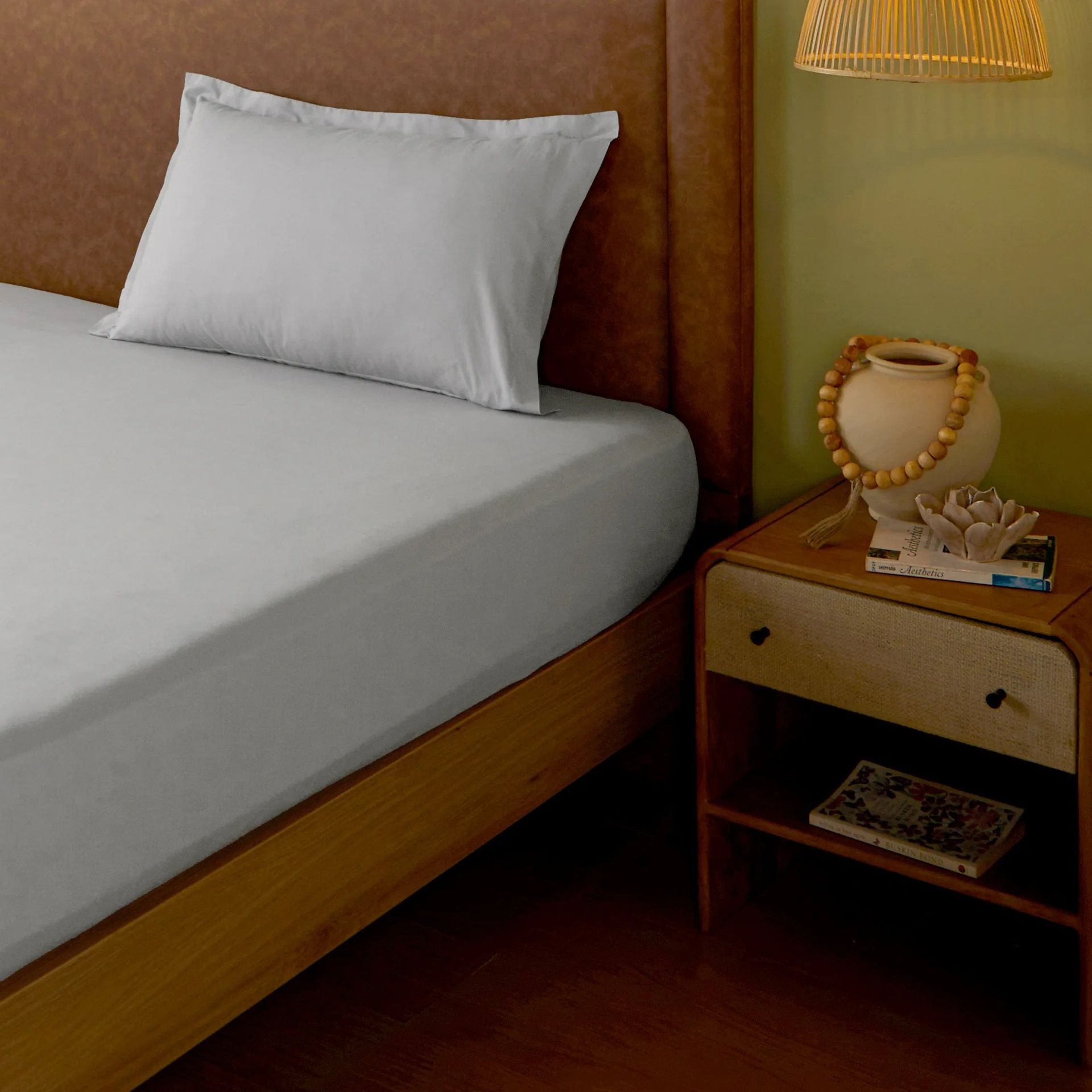 Solid Dyed 144 TC 100% Cotton Grey Single Bedsheet Set | Paleto
