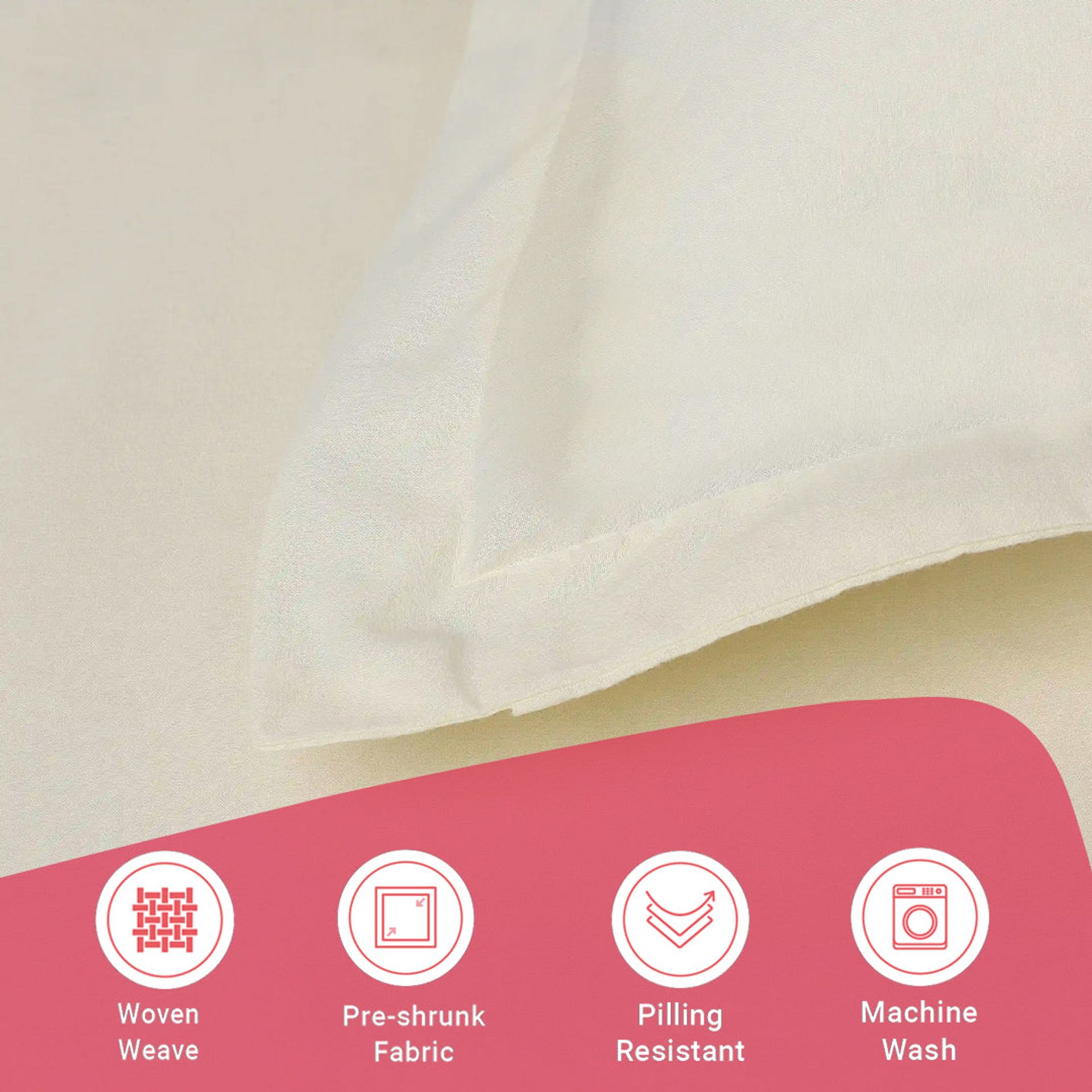 Solid Dyed 144 TC 100% Cotton Ivory Single Bedsheet Set | Paleto