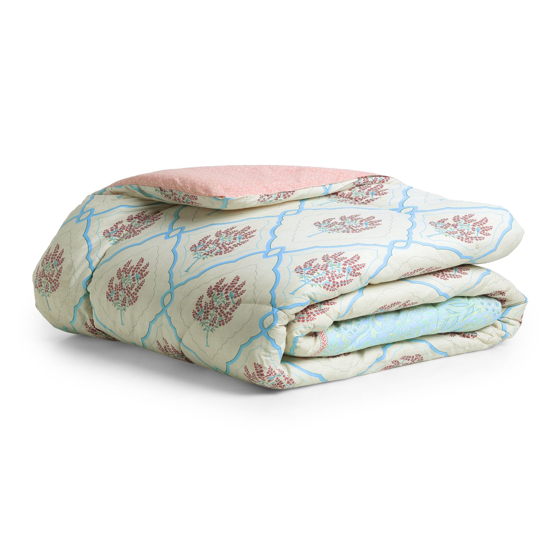 Indian Heritage 144 TC Cotton Sage Bloom Double Bedding Set | Chippa Lane