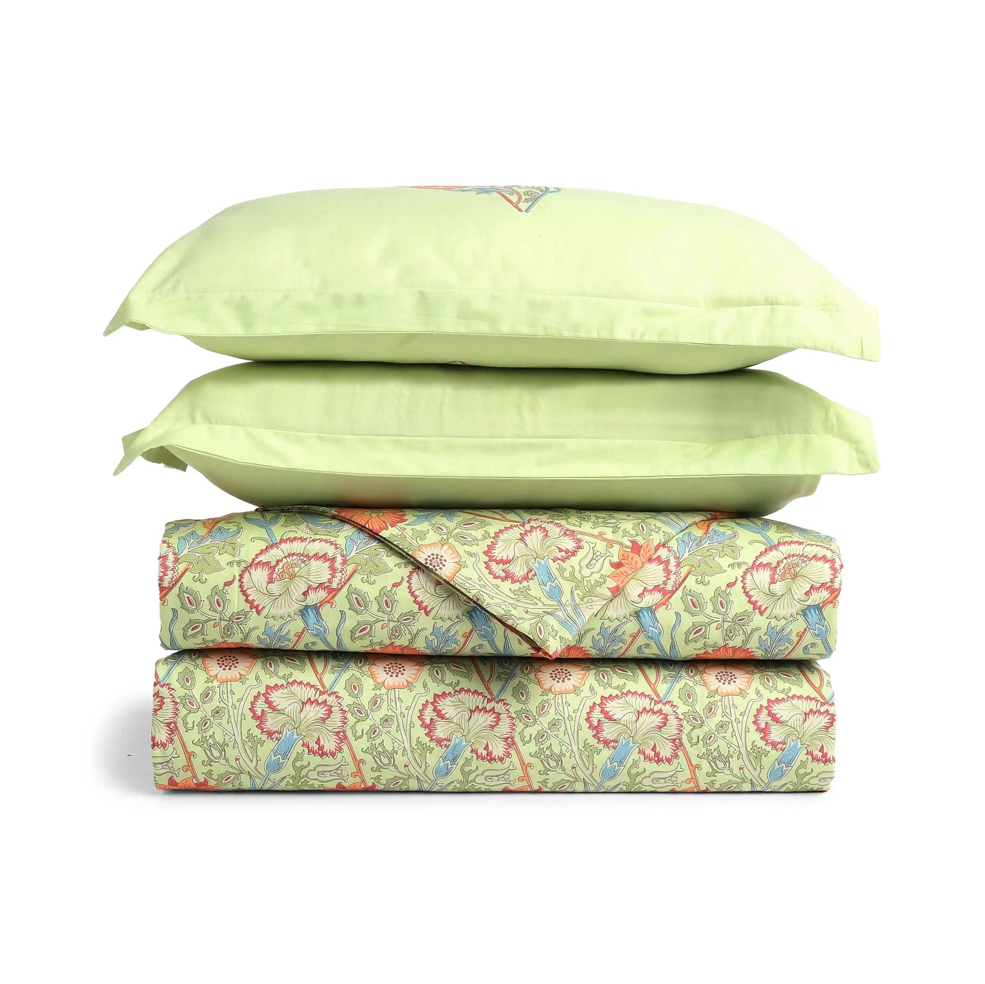 Indian Heritage 144 TC Cotton Green Double Bedding Set | Chippa Lane