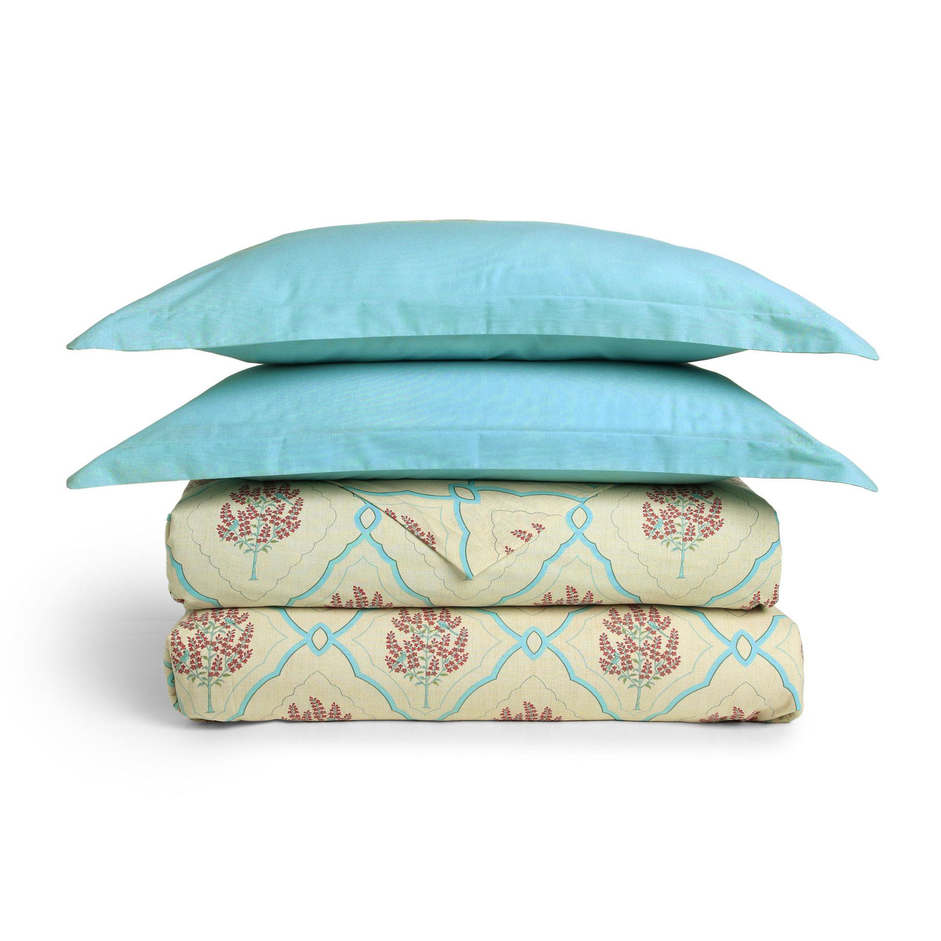 Indian Heritage 144 TC Cotton Sage Bloom Double Bedding Set | Chippa Lane