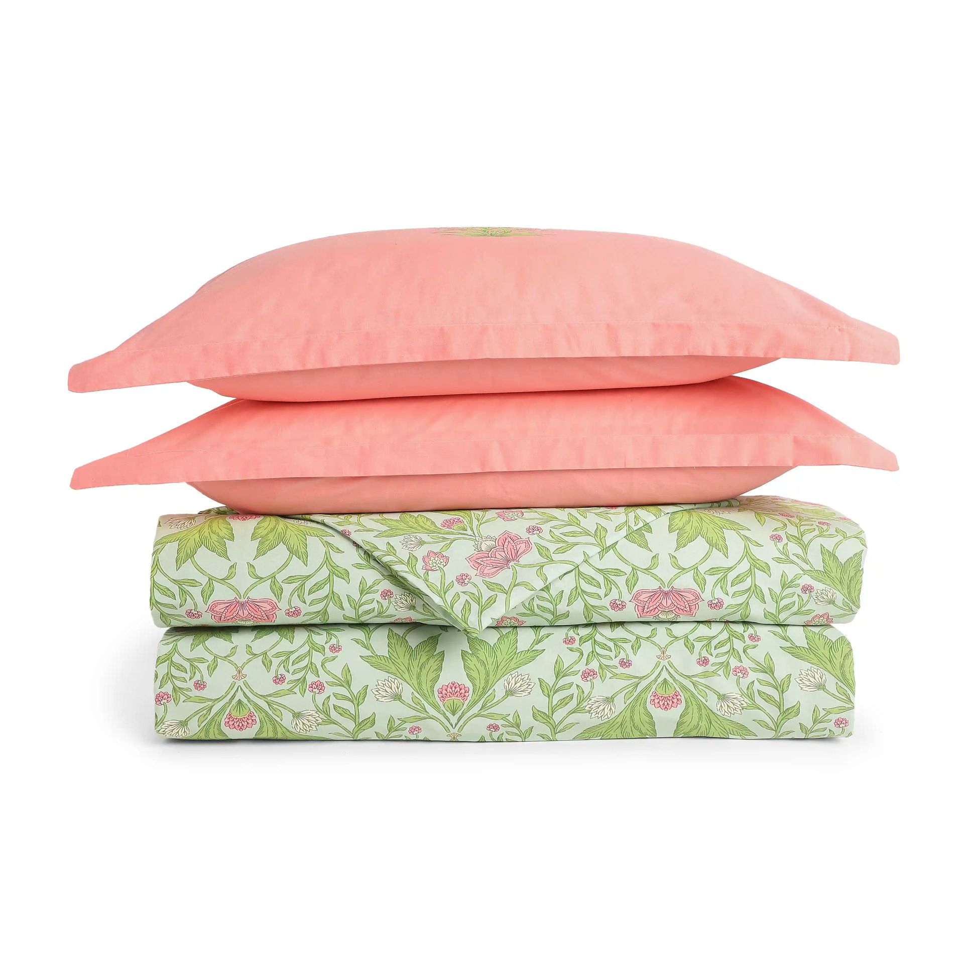 Indian Heritage 144 TC Cotton Sage Mint Double Bedding Set | Chippa Lane