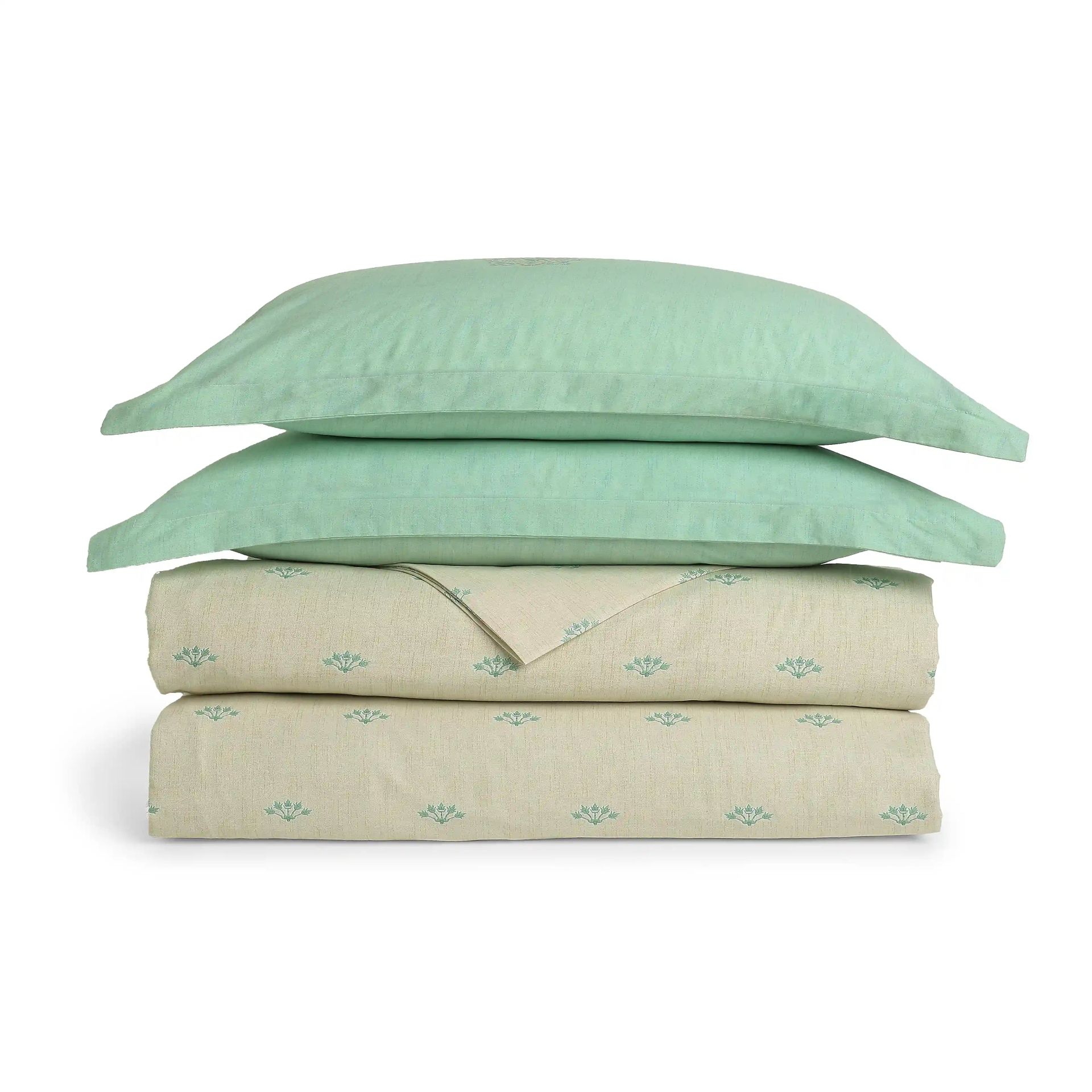 Indian Heritage 144 TC Cotton Sage Double Bedding Set | Chippa Lane