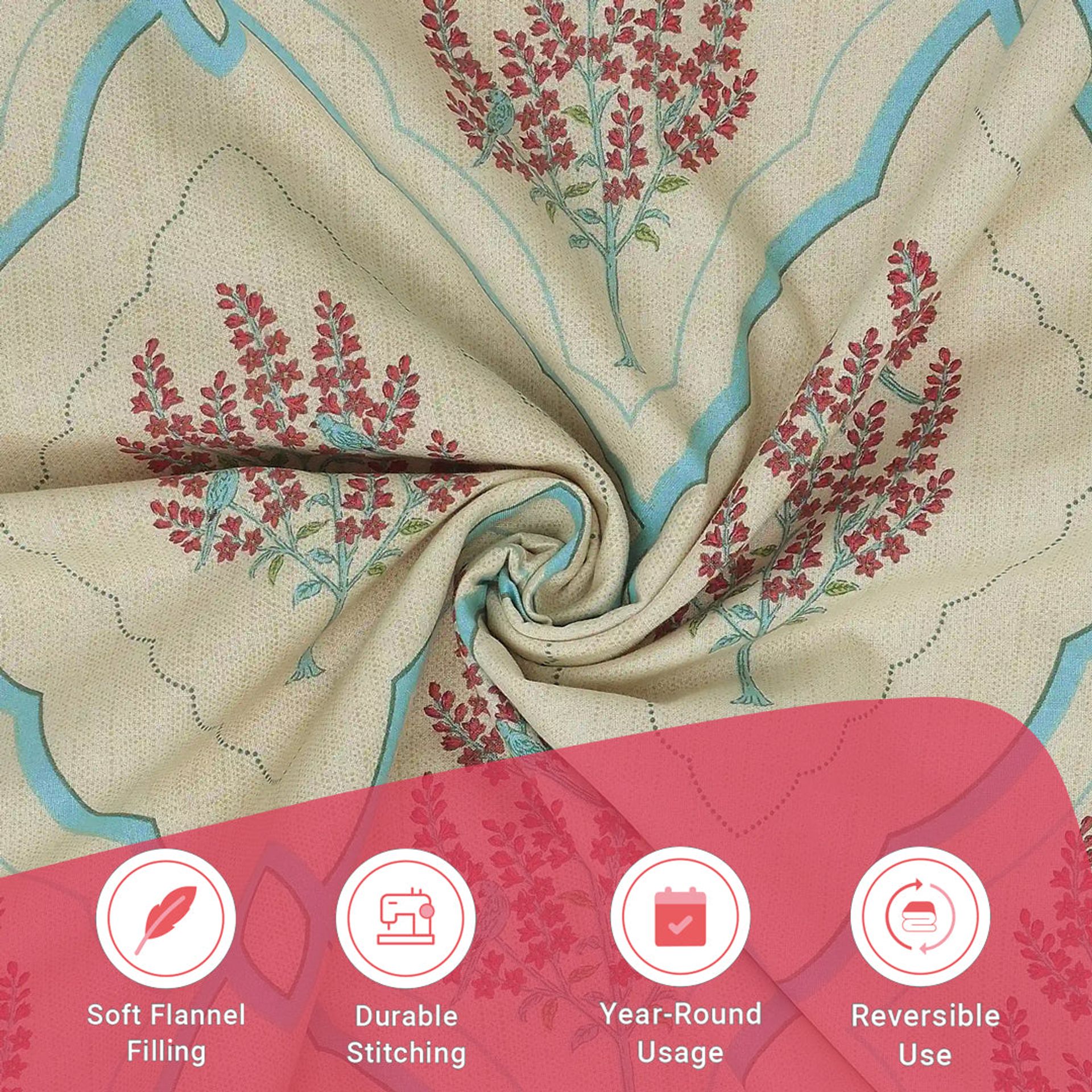 Indian Heritage 144 TC 100% Cotton Sage Bloom Double Dohar | Chippa Lane