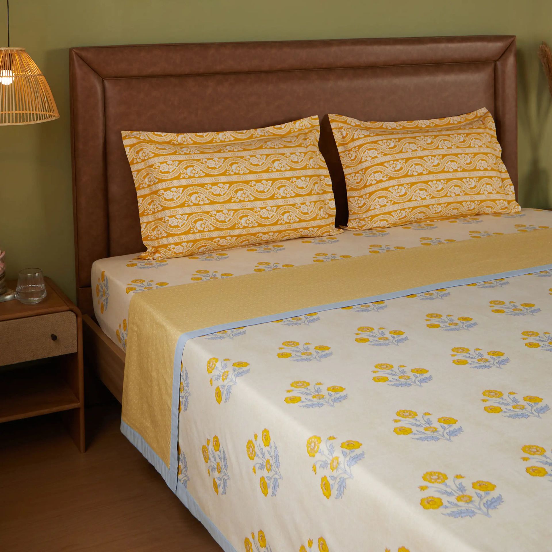 Indian Heritage 144 TC 100% Cotton Ochre Double Dohar | Chippa Lane