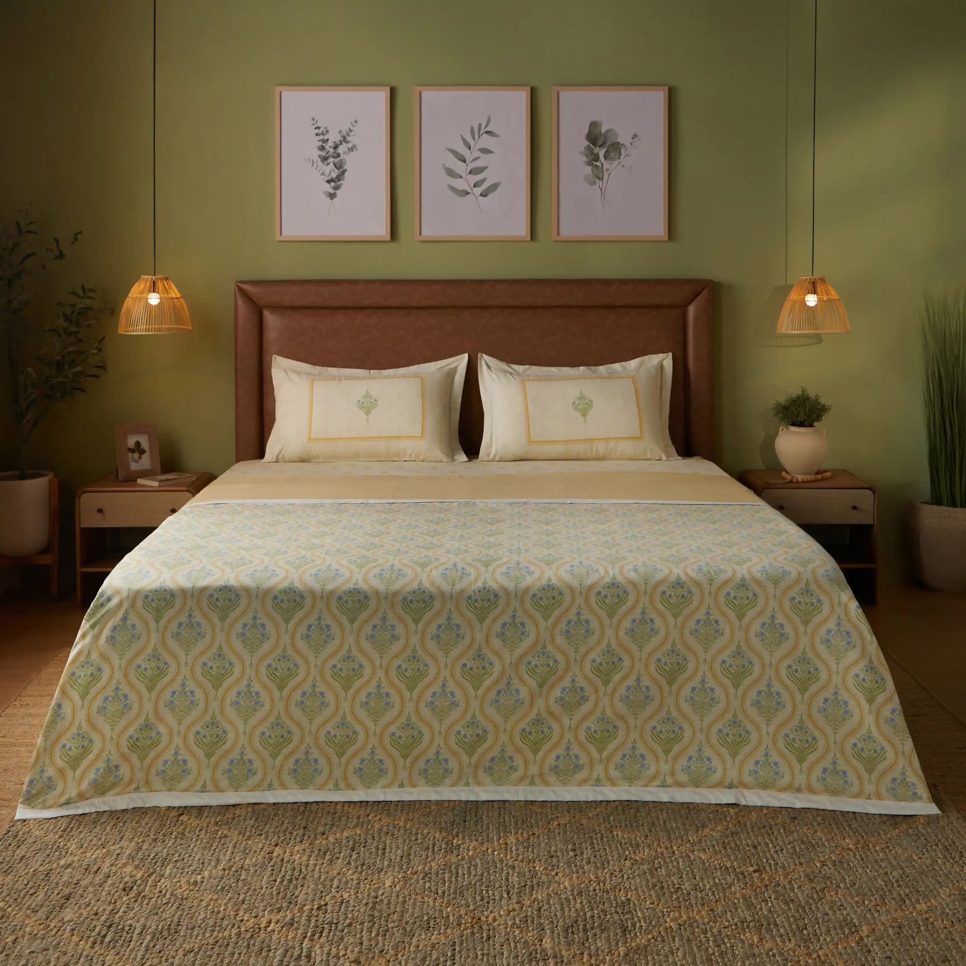 Indian Heritage 144 TC 100% Cotton Mustard Double Dohar | Chippa Lane