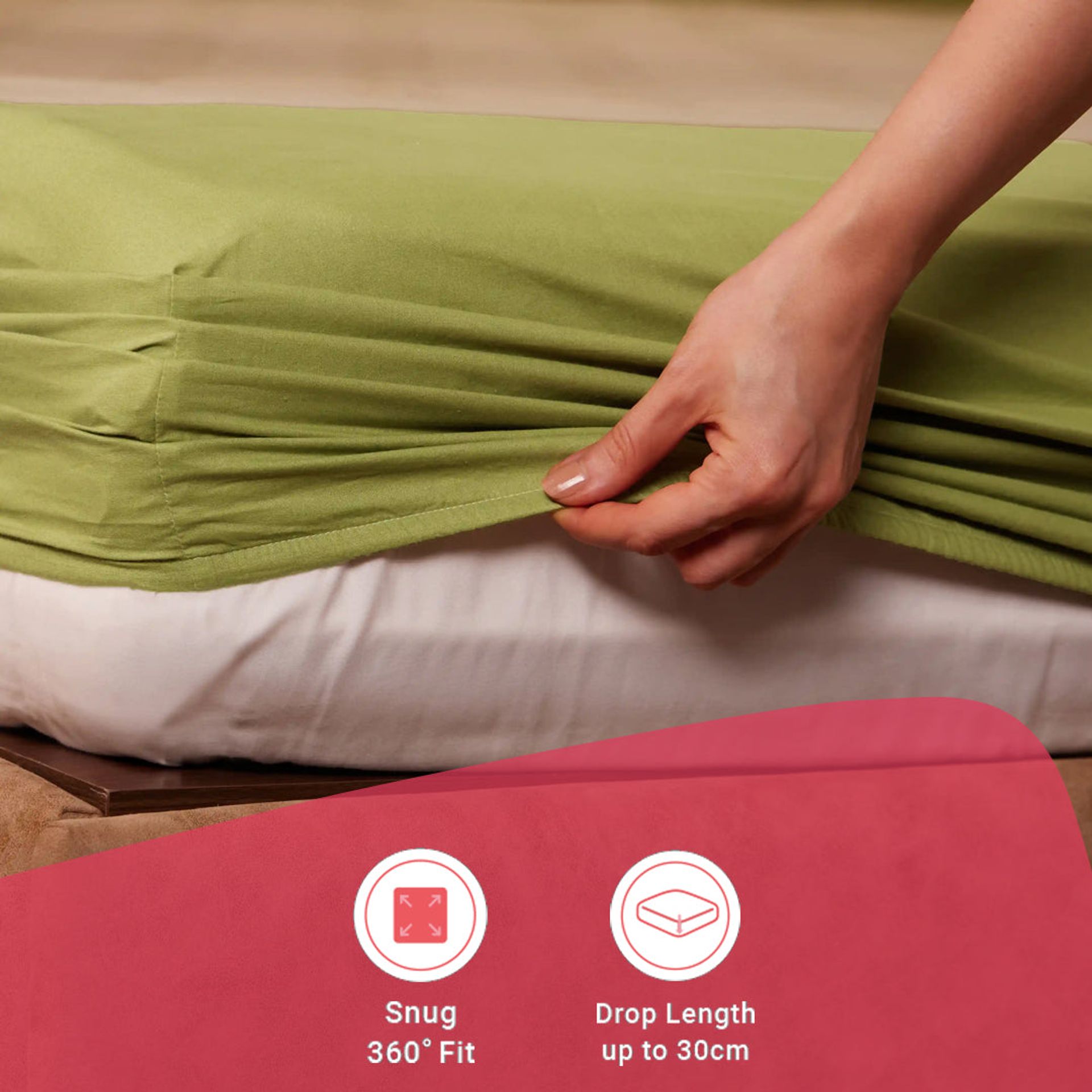 Indian Heritage 144 TC 100% Cotton Indian Moss Queen Fitted Sheet Set | Chippa Lane