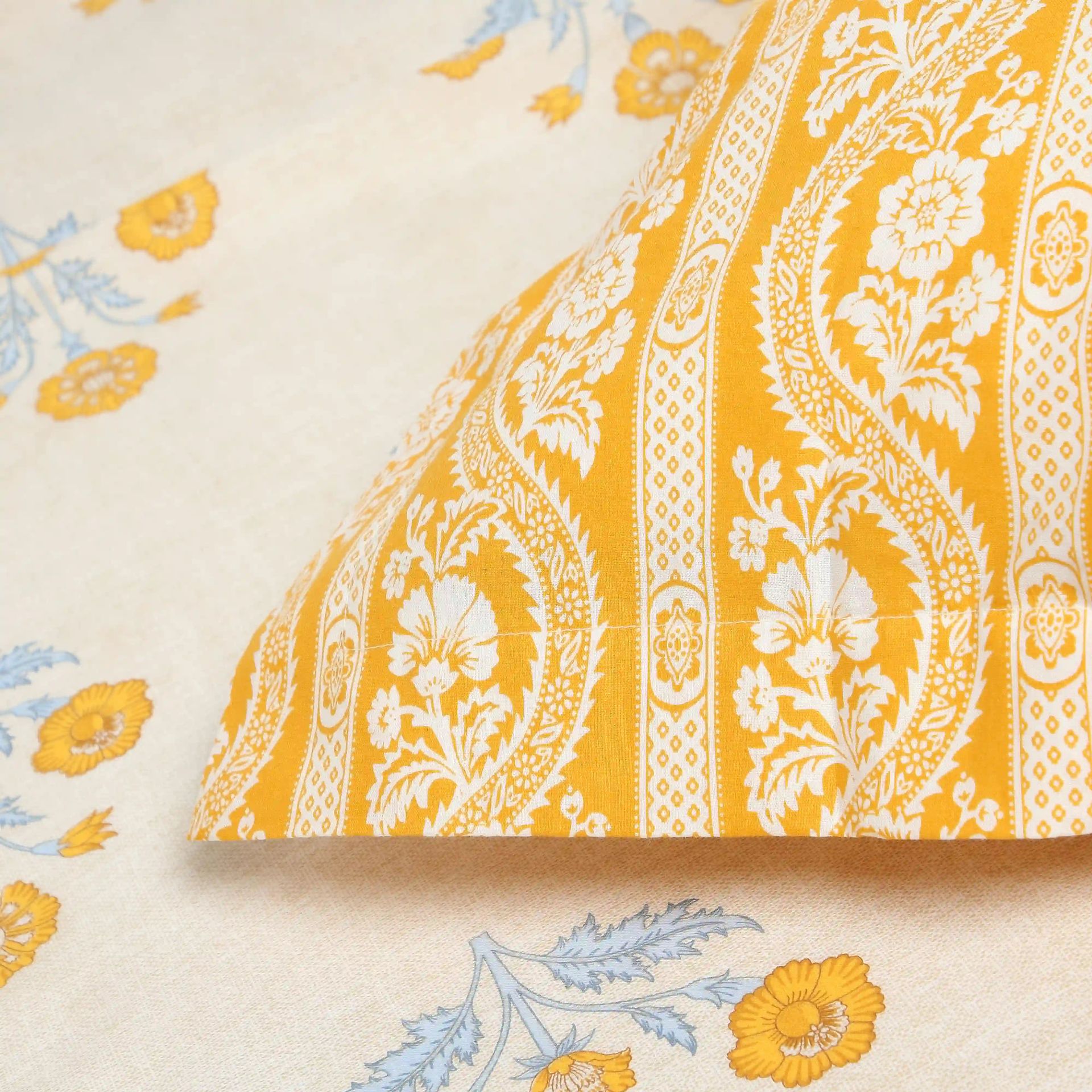 Indian Heritage 144 TC 100% Cotton Ochre Queen Fitted Sheet Set | Chippa Lane
