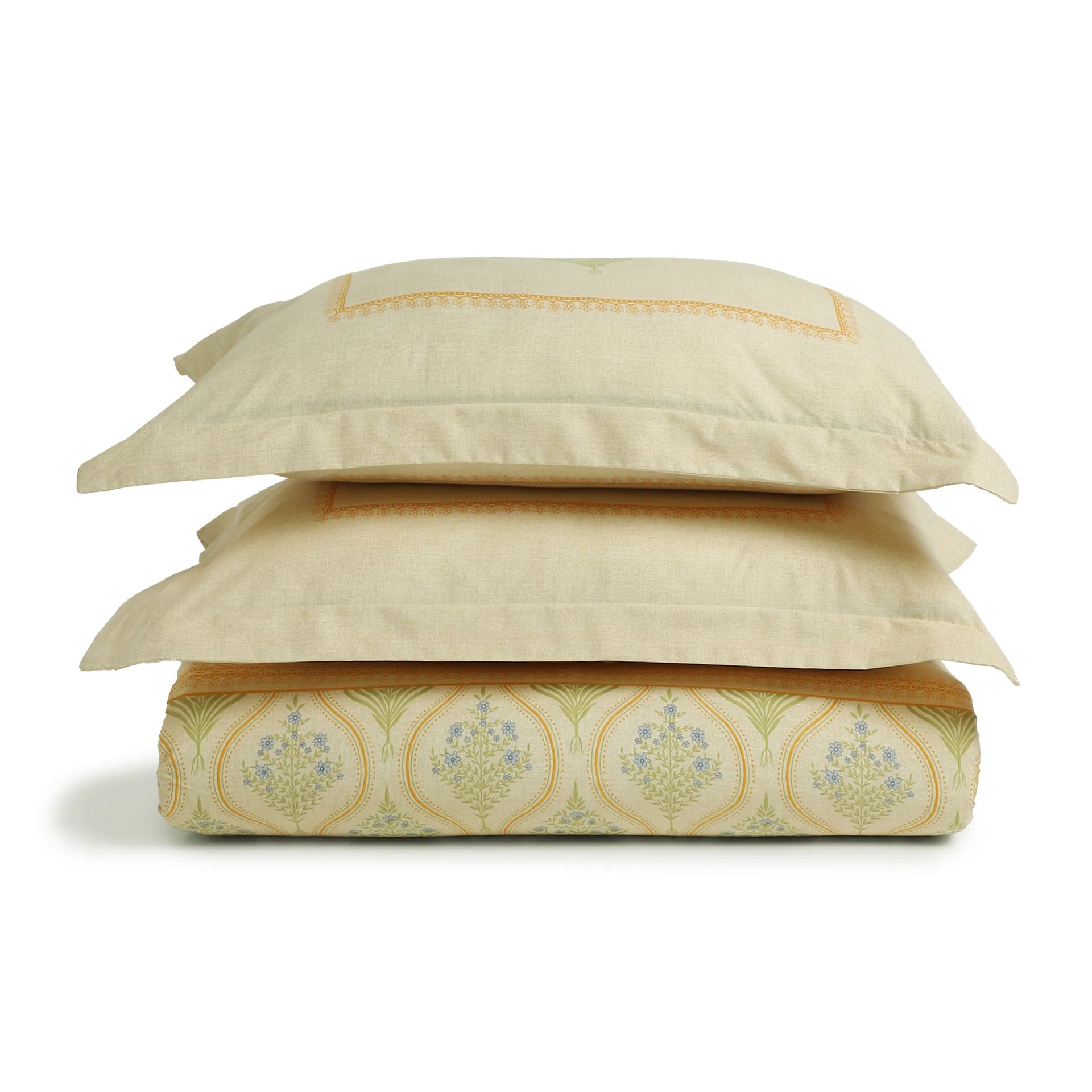 Indian Heritage 144 TC 100% Cotton Mustard Queen Fitted Sheet Set | Chippa Lane
