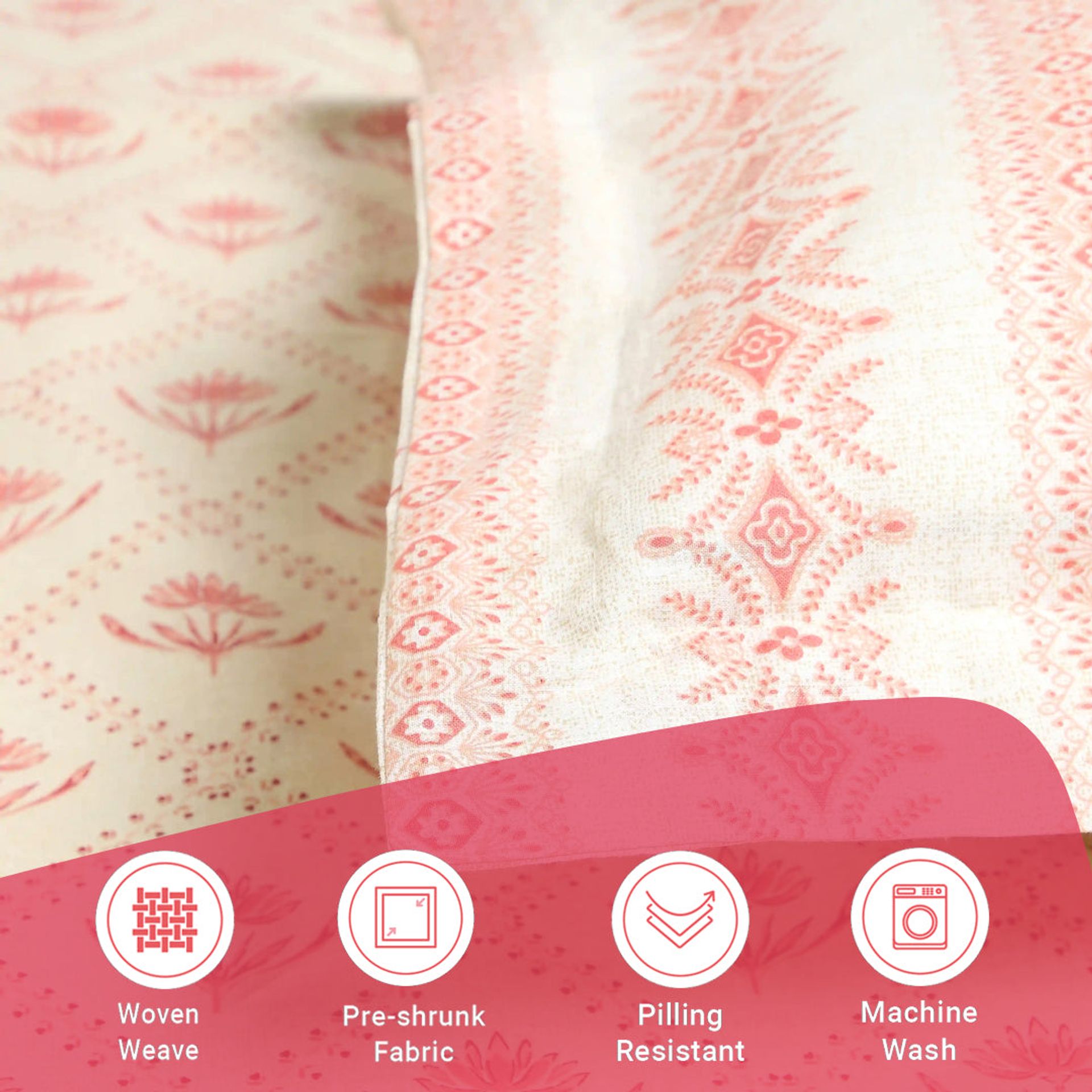 Indian Heritage 144 TC 100% Cotton Red Queen Fitted Sheet Set | Chippa Lane