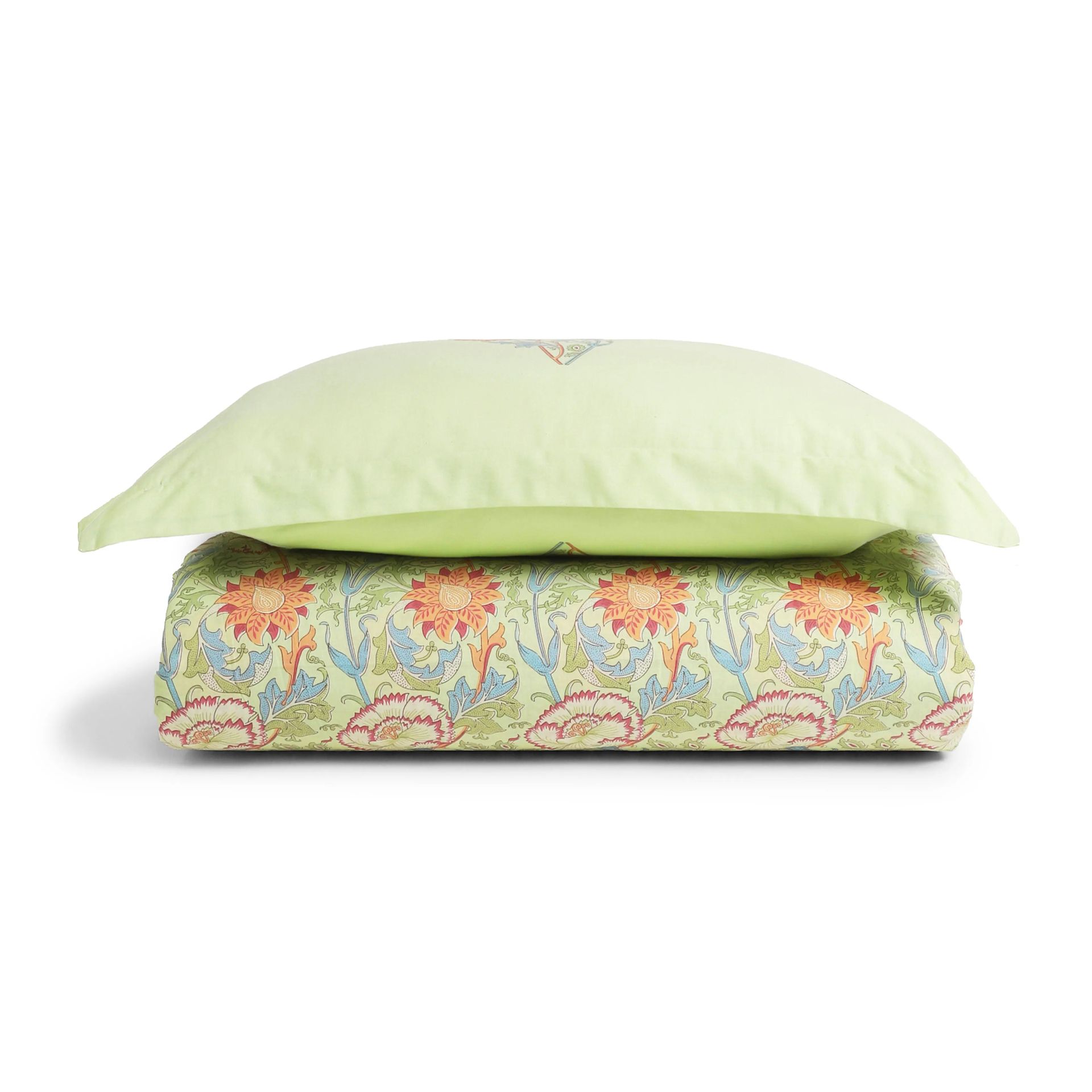 Indian Heritage 144 TC 100% Cotton Green Single Bedsheet Set | Chippa Lane