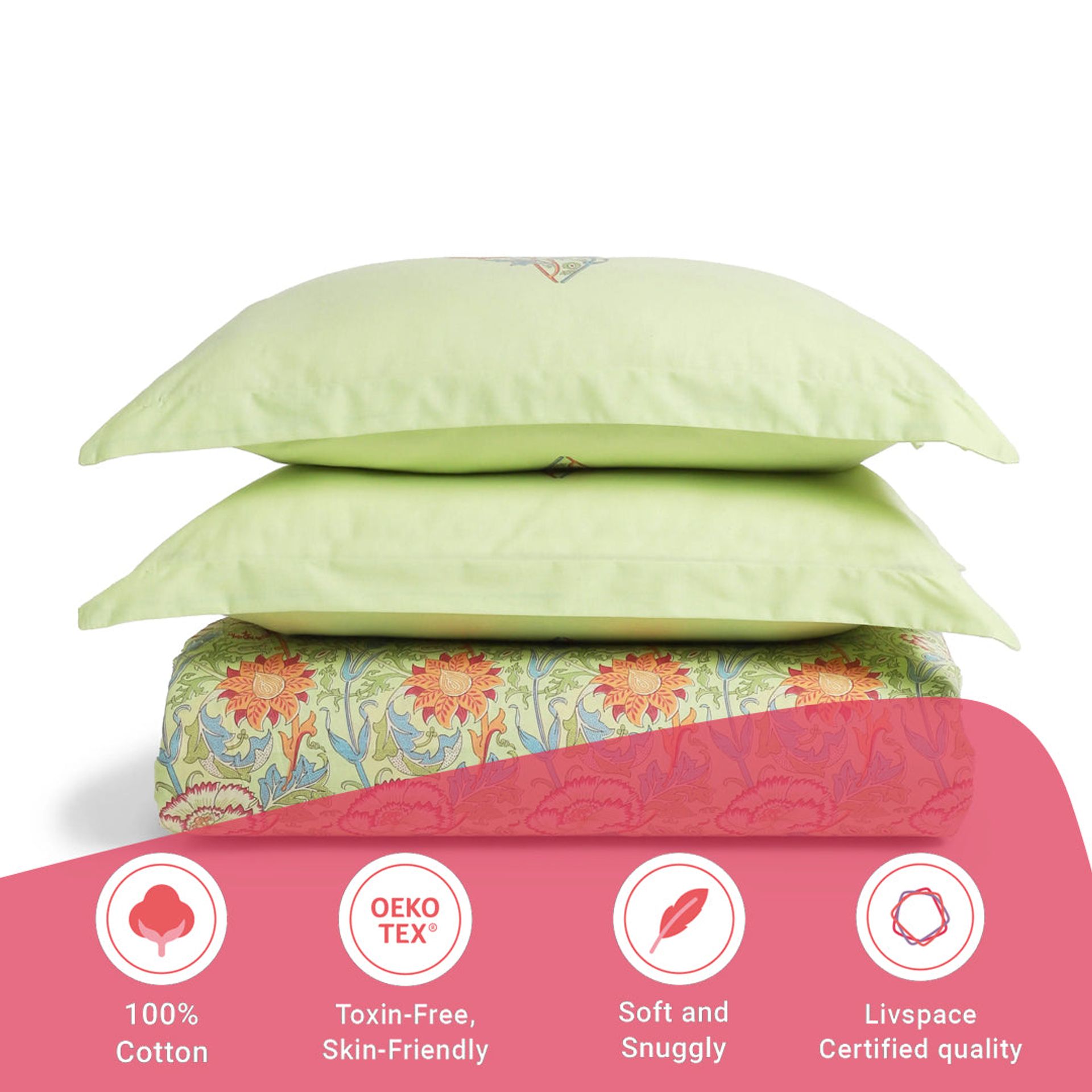 Indian Heritage 144 TC 100% Cotton Green Single Bedsheet Set | Chippa Lane