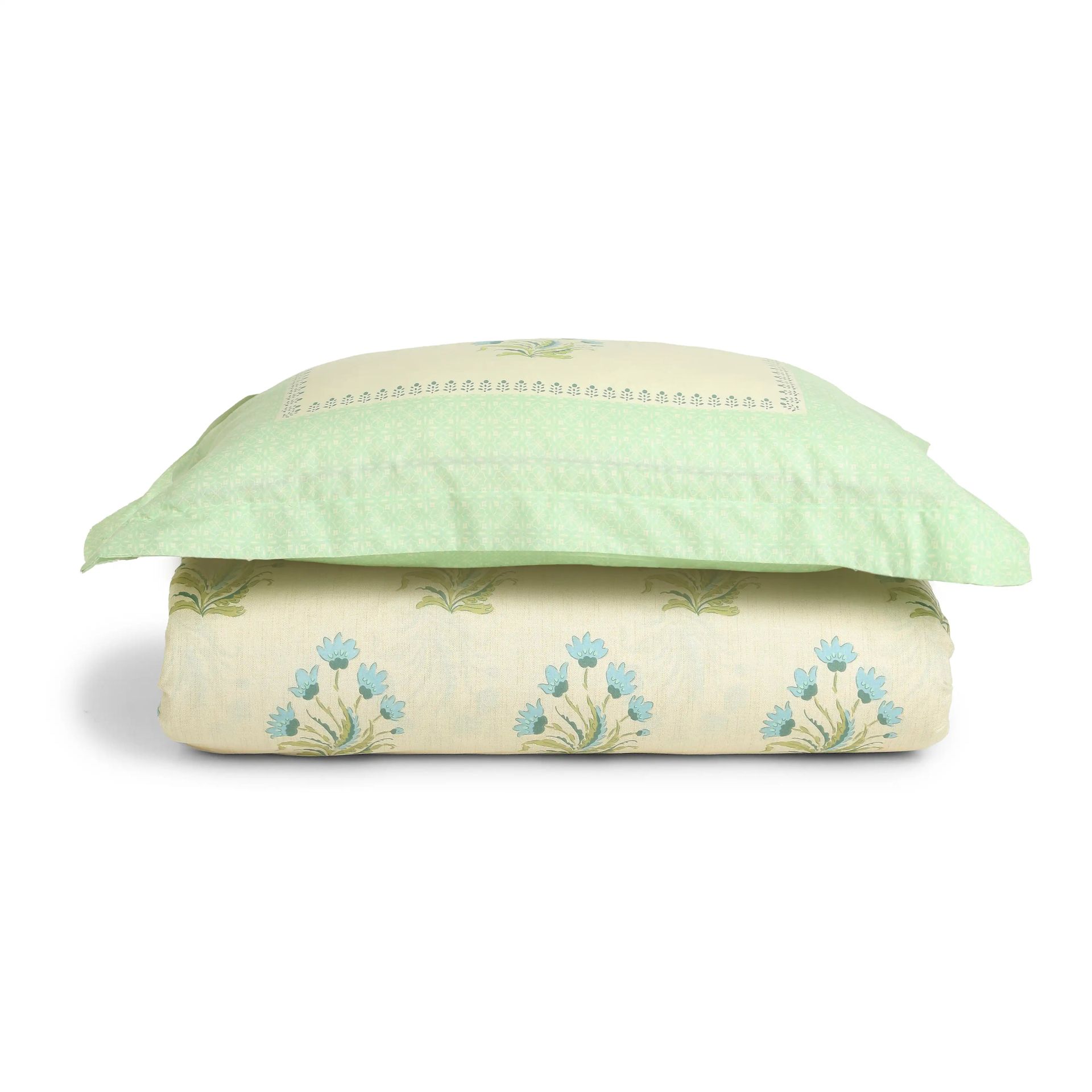 Indian Heritage 144 TC 100% Cotton Indian Sage Single Bedsheet Set | Chippa Lane