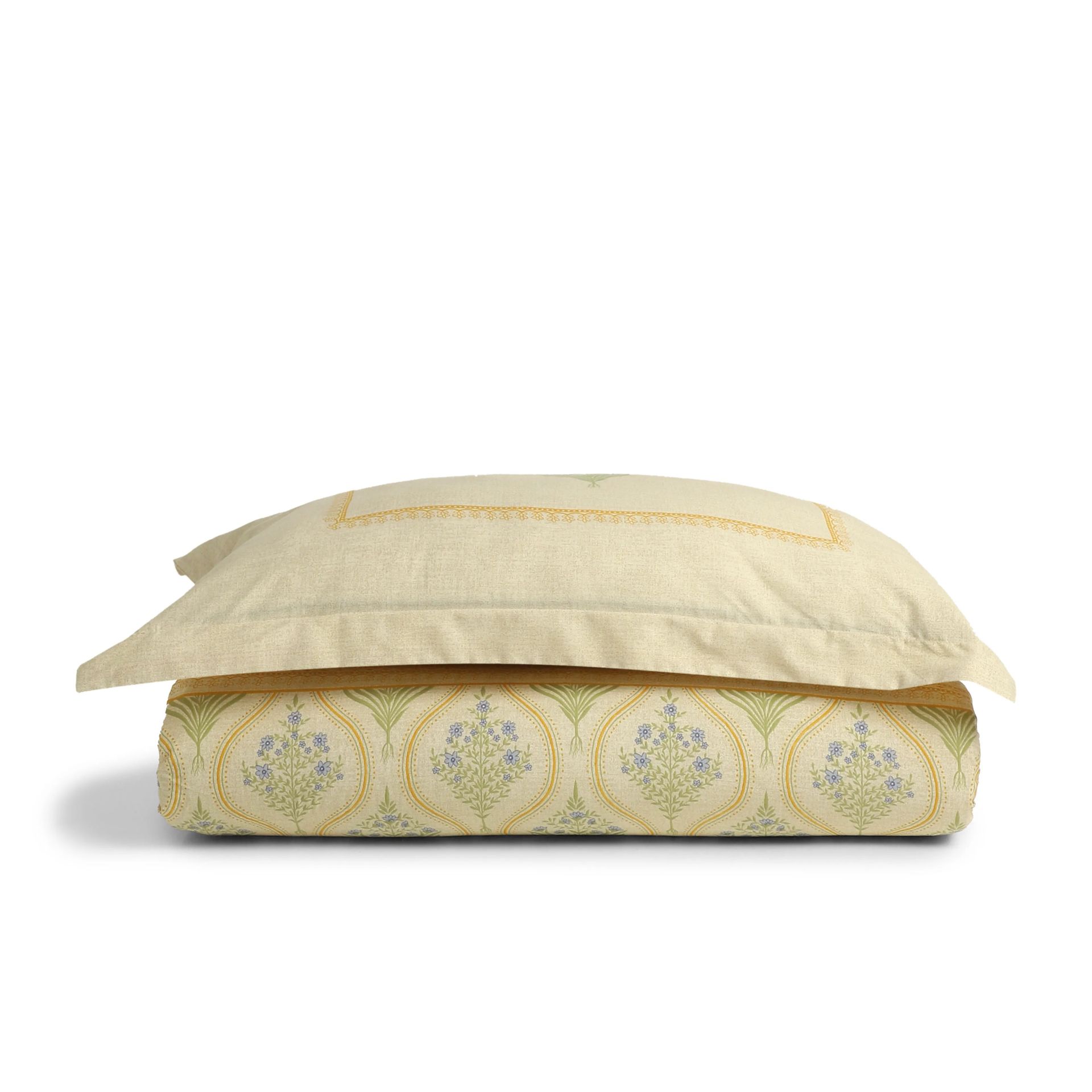 Indian Heritage 144 TC 100% Cotton Mustard Single Bedsheet Set | Chippa Lane