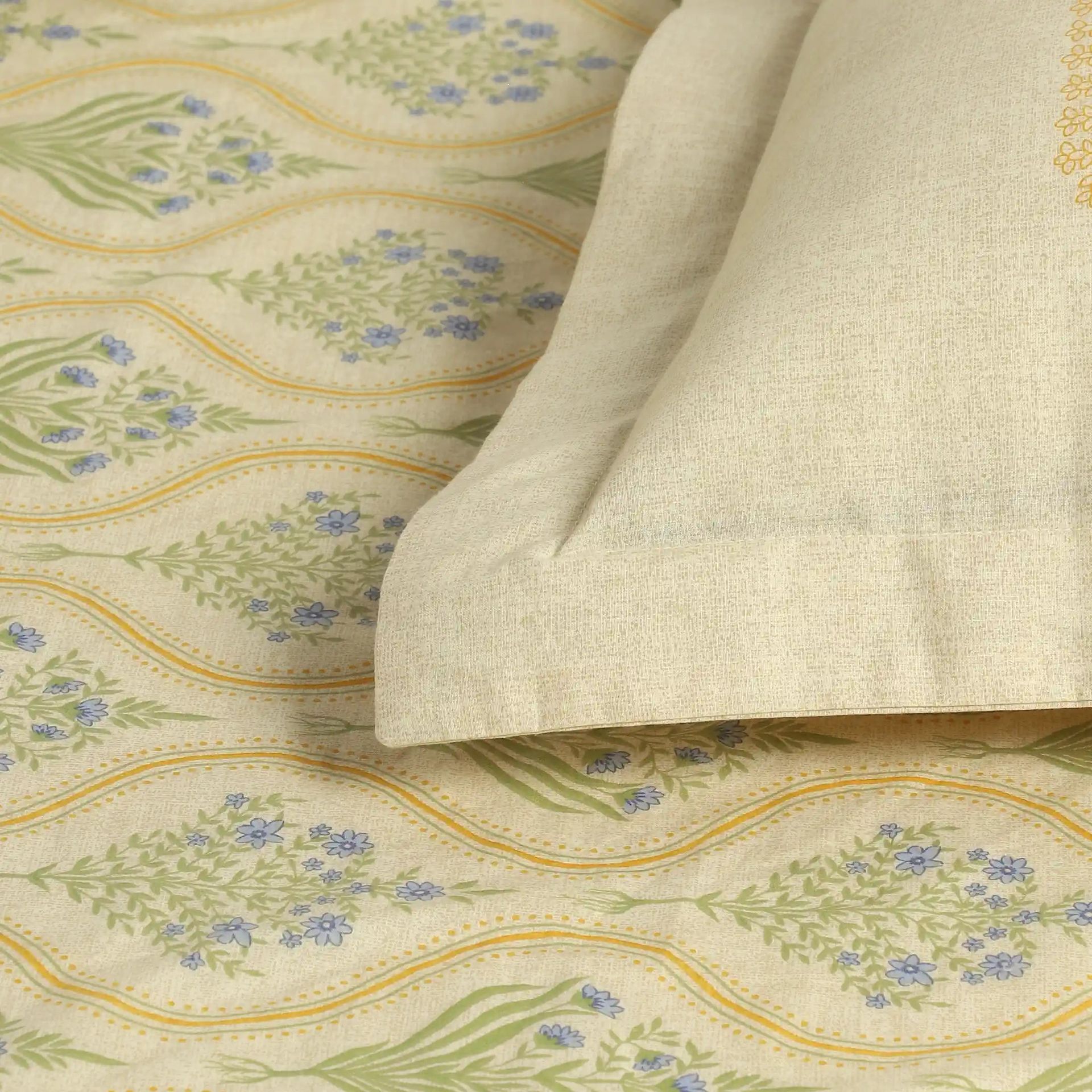 Indian Heritage 144 TC 100% Cotton Mustard Single Bedsheet Set | Chippa Lane