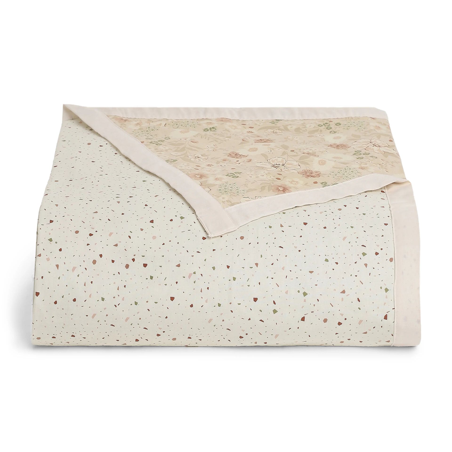 Floral Geometric 144 TC 100% Cotton Beige Double Bedding Set | Mishella
