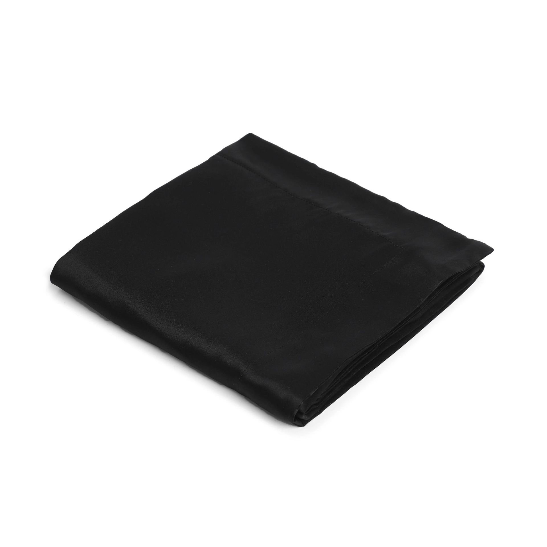 Solid Dyed 100% Mulberry Silk Jet Black Double Silk Pillow Cover | Lisseto