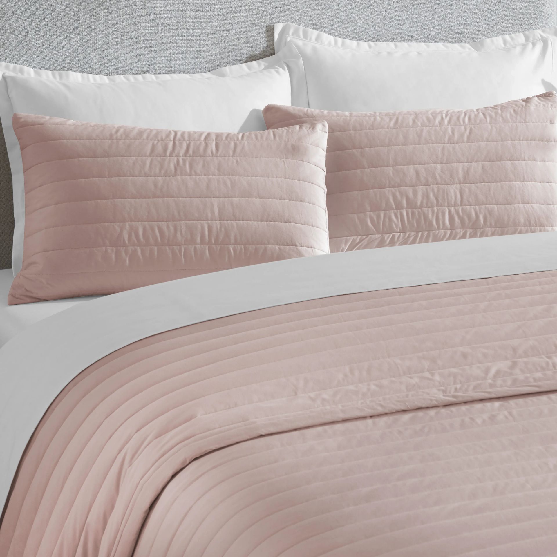 Straight Quilted Solid 200 TC 100% Cotton Percale Sepia Rose King Bed Cover Set | Nuvola