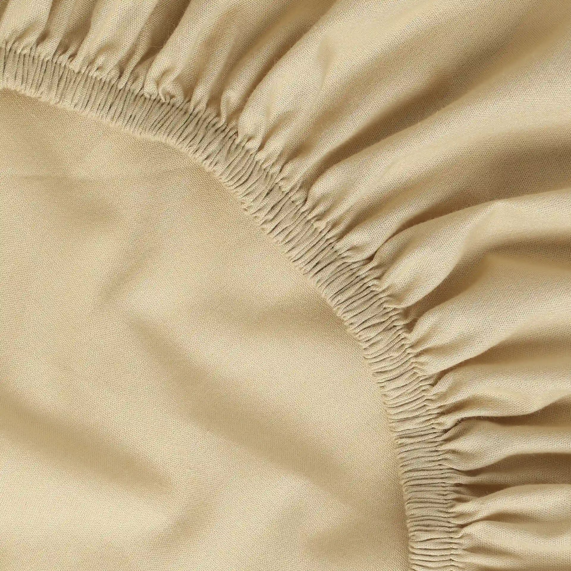 Solid Dyed 144 TC 100% Cotton Beige Queen Fitted Sheet Set | Paleto