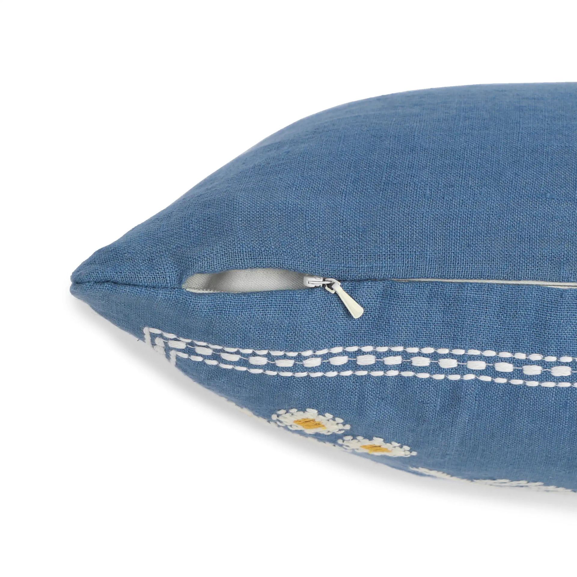Ethnic 100% Linen Denim Blue Cushion Cover | Estrella