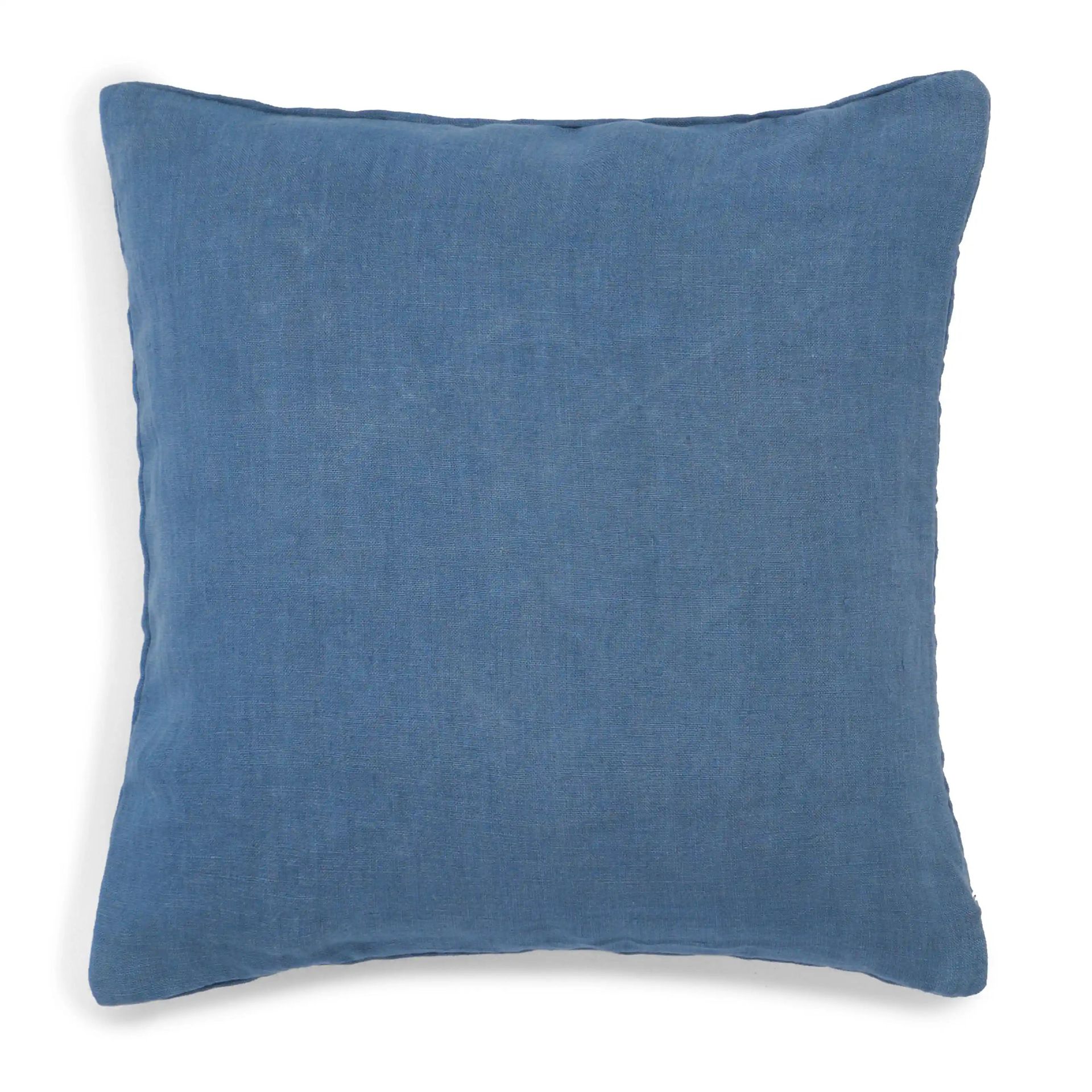 Ethnic 100% Linen Denim Blue Cushion Cover | Estrella