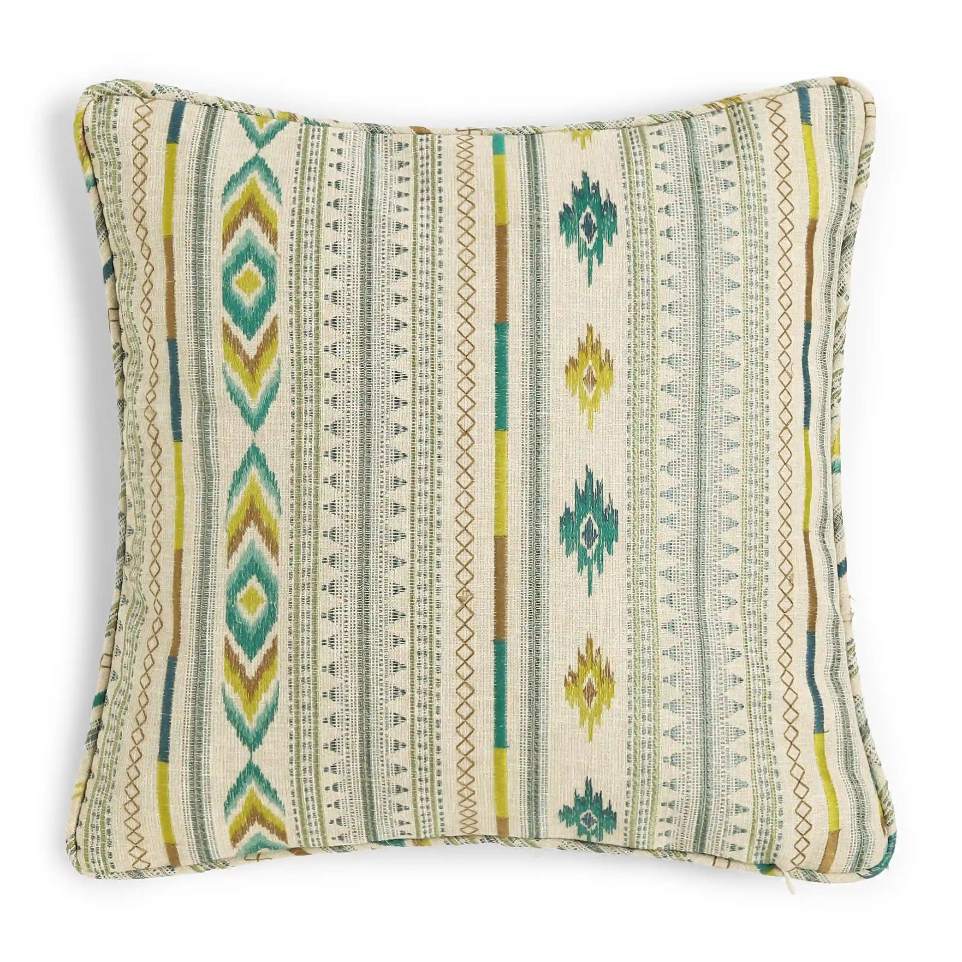 Ethnic Polyester Blend Turquoise Cushion Cover | Espricia