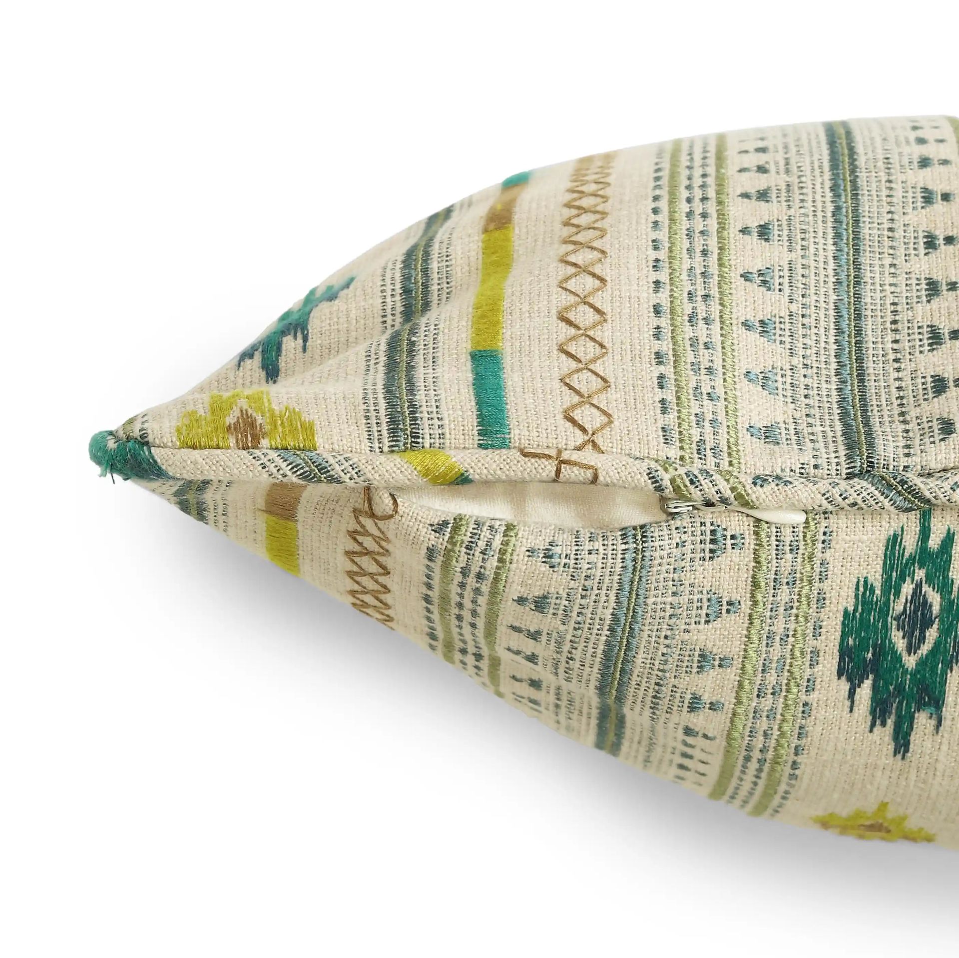 Ethnic Polyester Blend Turquoise Cushion Cover | Espricia