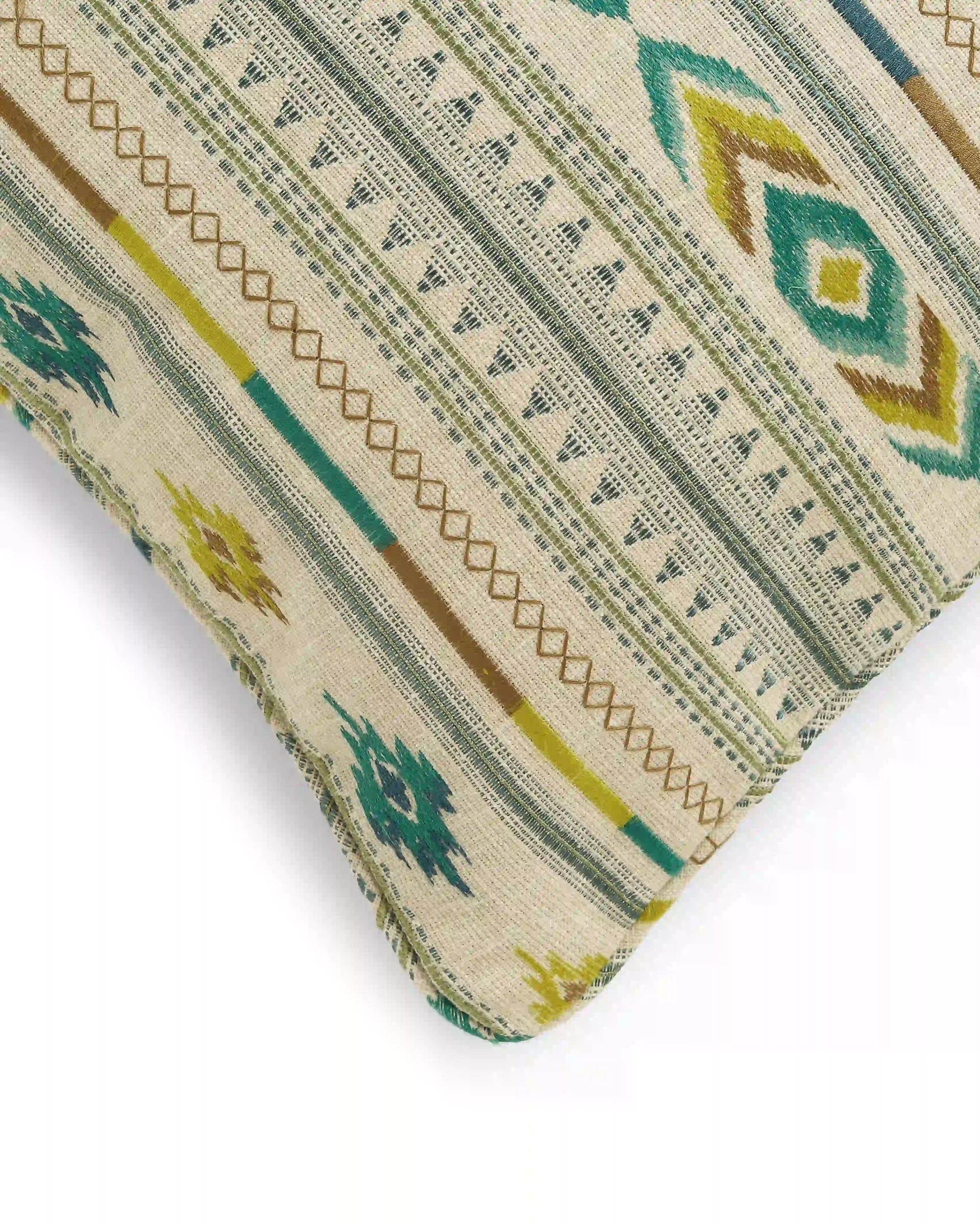 Ethnic Polyester Blend Turquoise Cushion Cover | Espricia