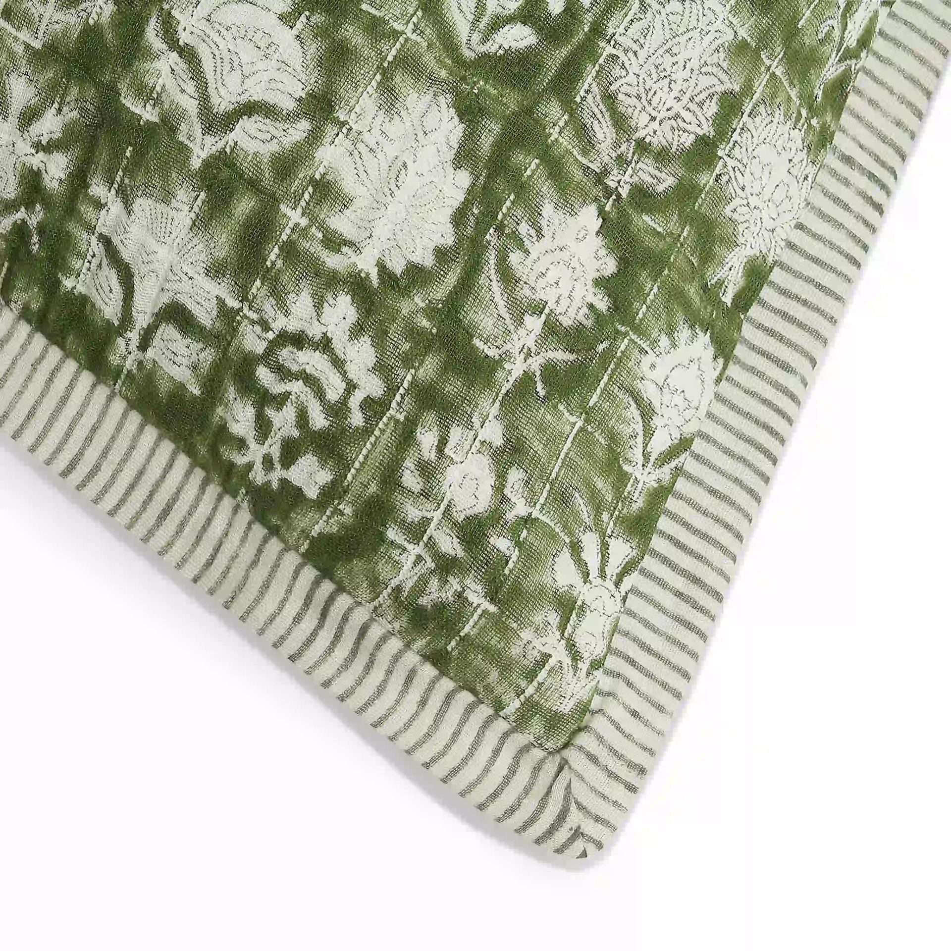 Indian Heritage 5 Layer Gauze Cotton Tropical Green Cushion Cover | Espricia