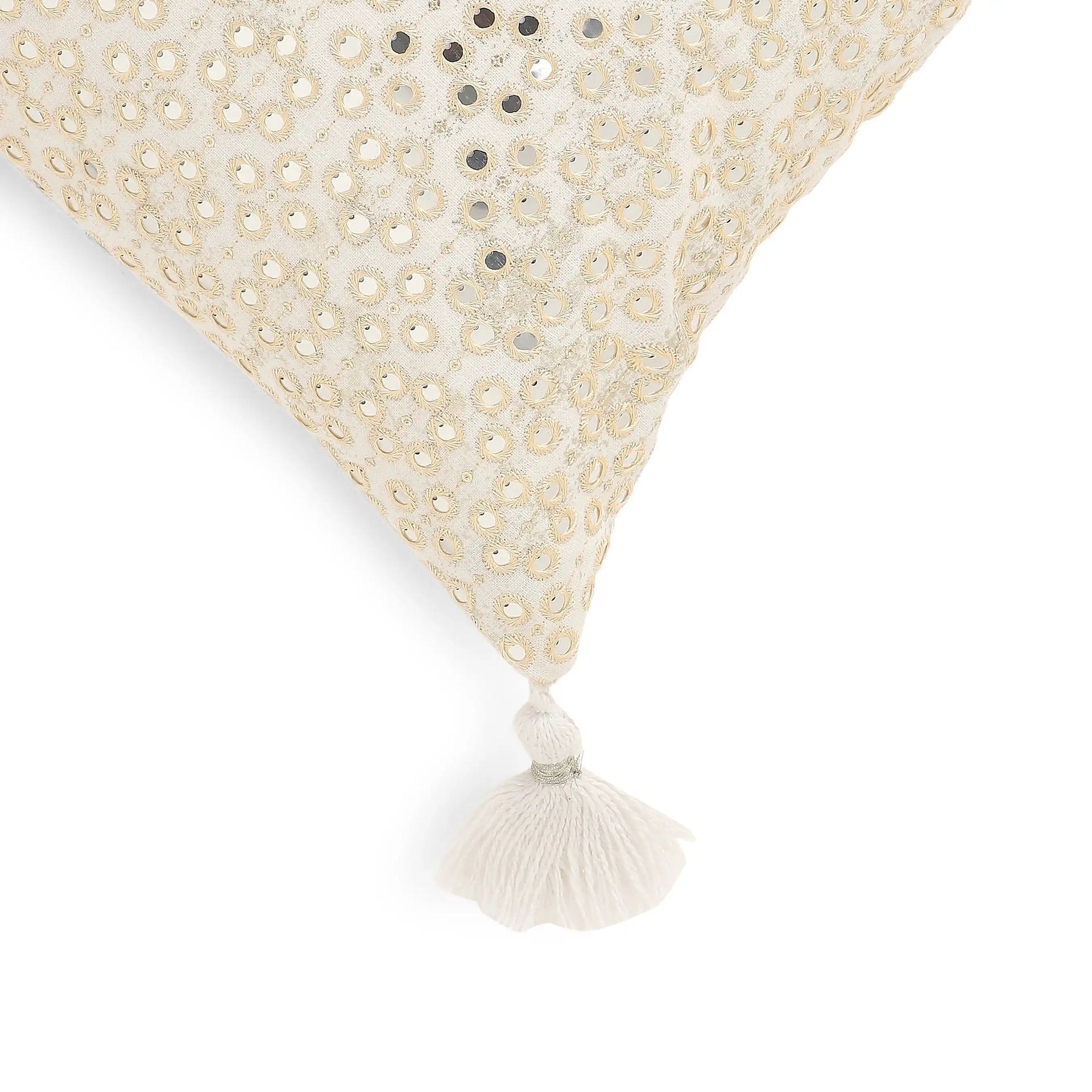 Indian Heritage Linen Blend Ivory Mist Cushion Cover | Espricia