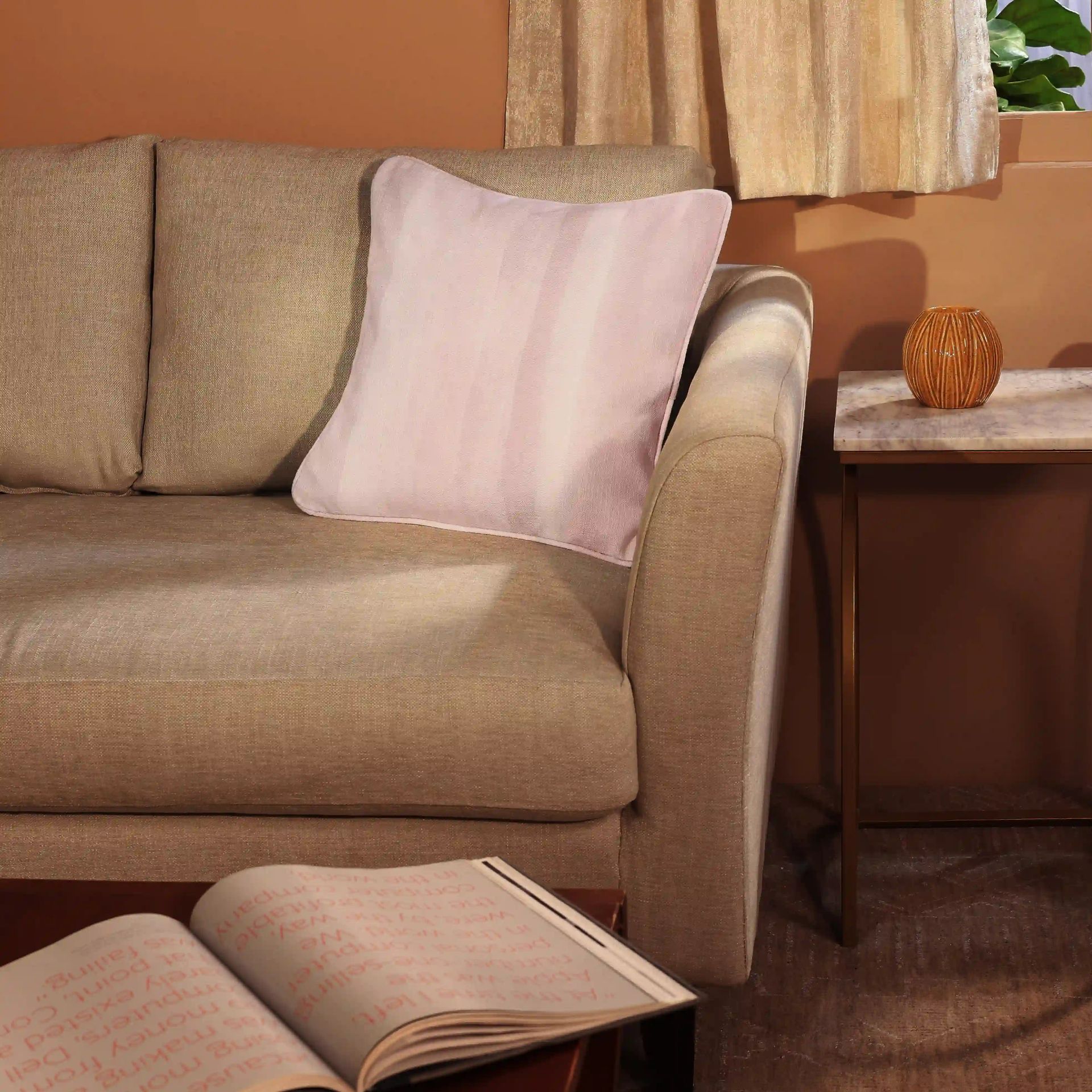 Abstract Polyester Blend Blushing Nectar Cushion Cover | Espricia