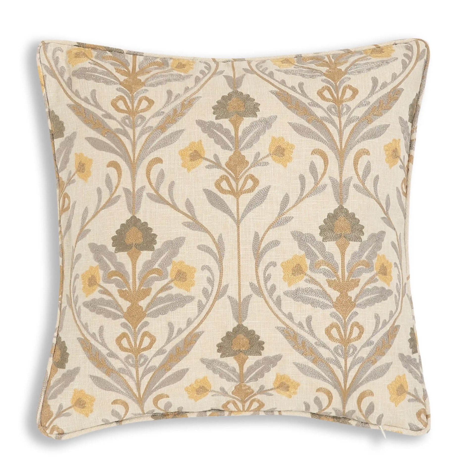 Indian Heritage Polyester Cotton Blend Baked Sand Cushion Cover | Espricia