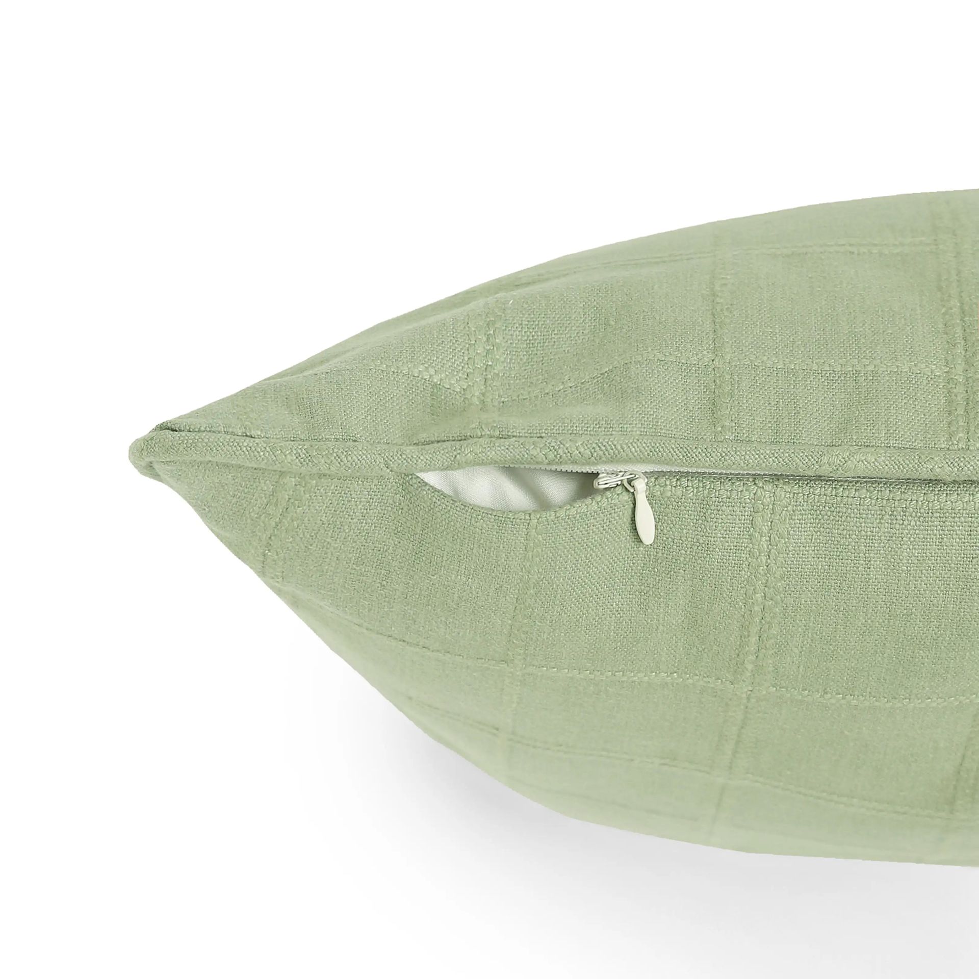Geometric Polyester Cotton Blend Sage Cushion Cover | Espricia