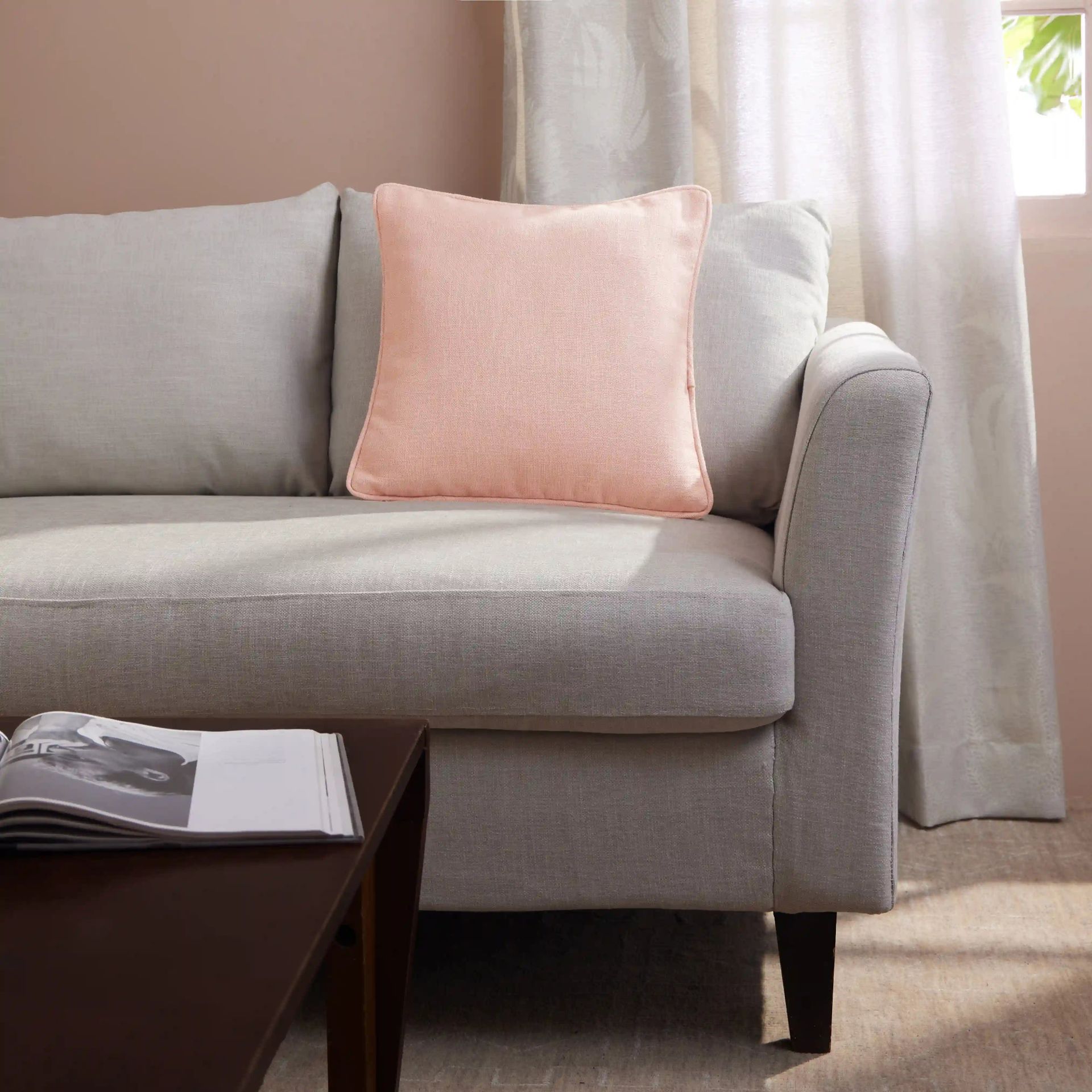 Solid Dyed Viscose Polyester Blend Peach Cushion Cover | Espricia