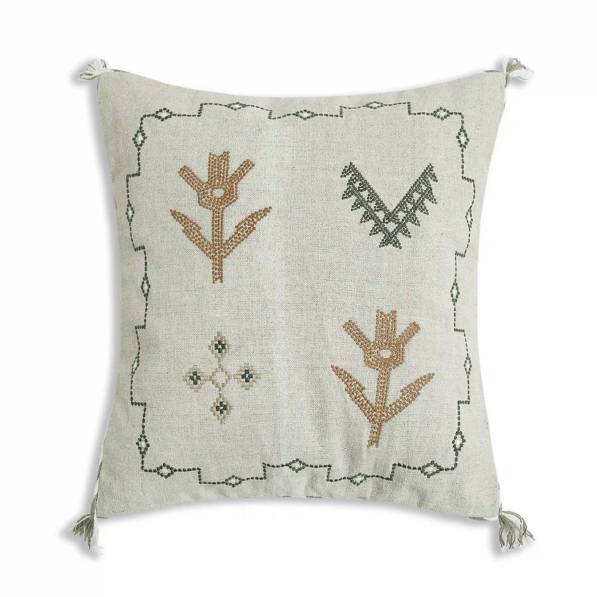 Ethnic 100% Linen Natural Oat Cushion Cover | Espricia