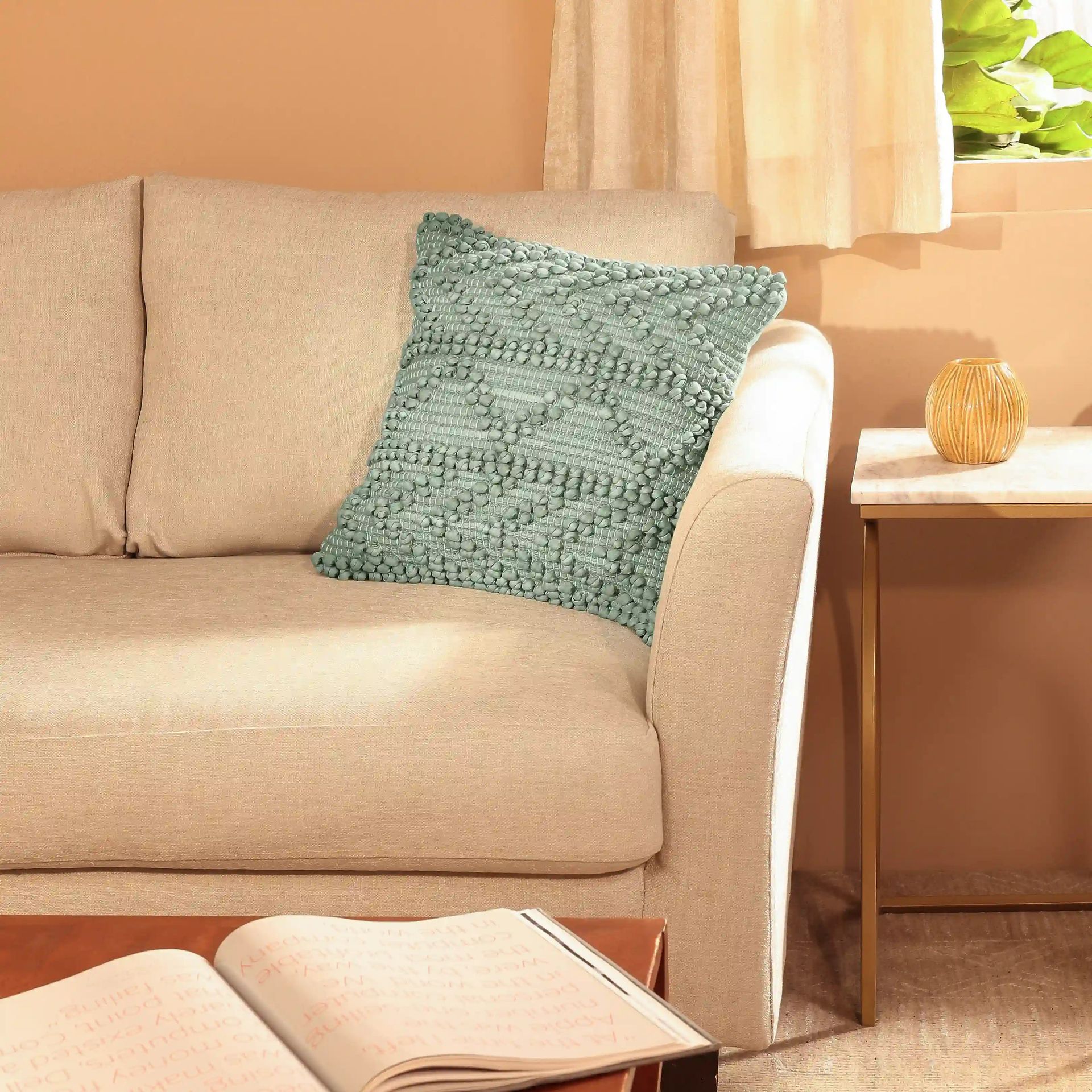 Geometric 100% Cotton Grey Mist Cushion Cover | Espricia