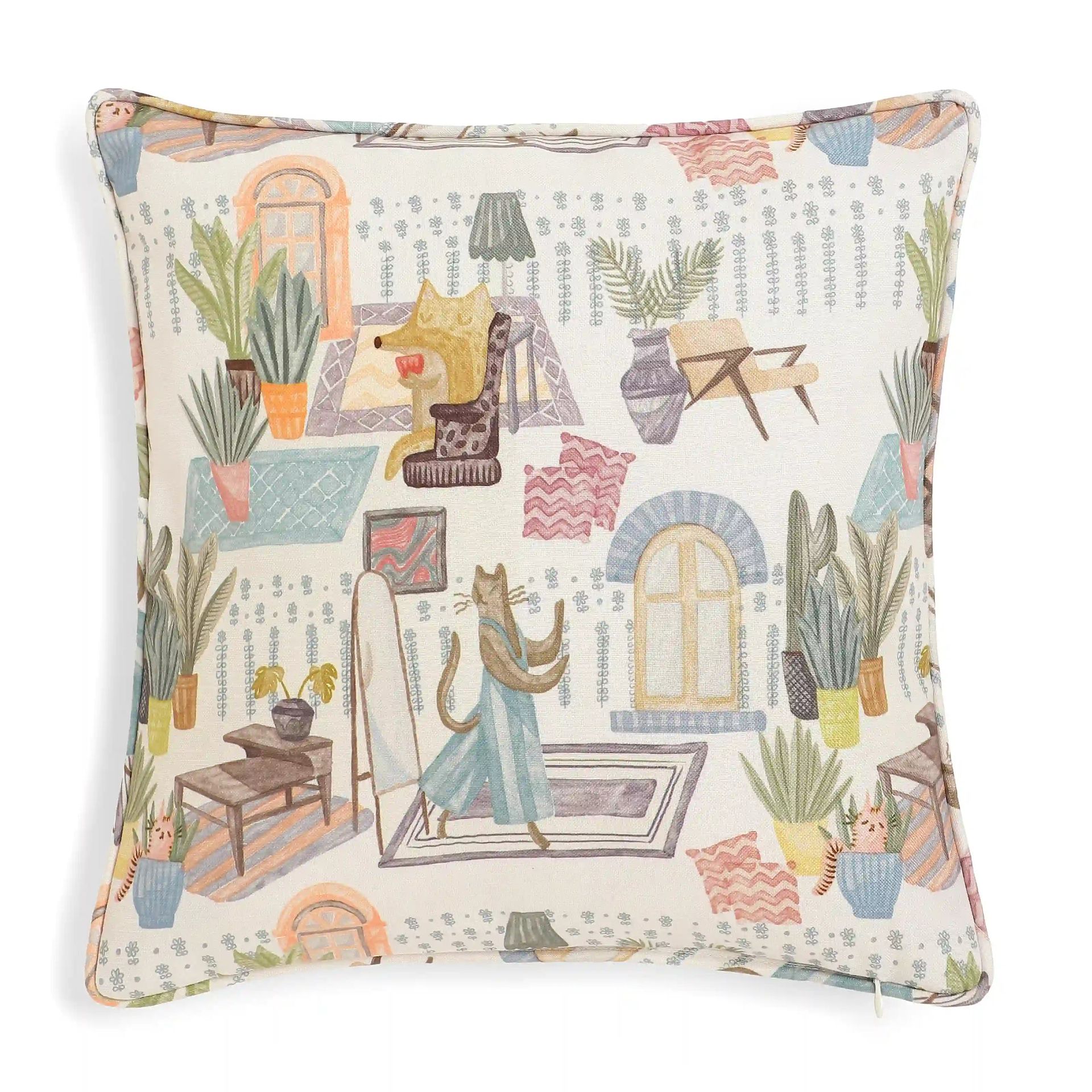 Graphic 100% Polyester Playful Fiesta Cushion Cover | Espricia