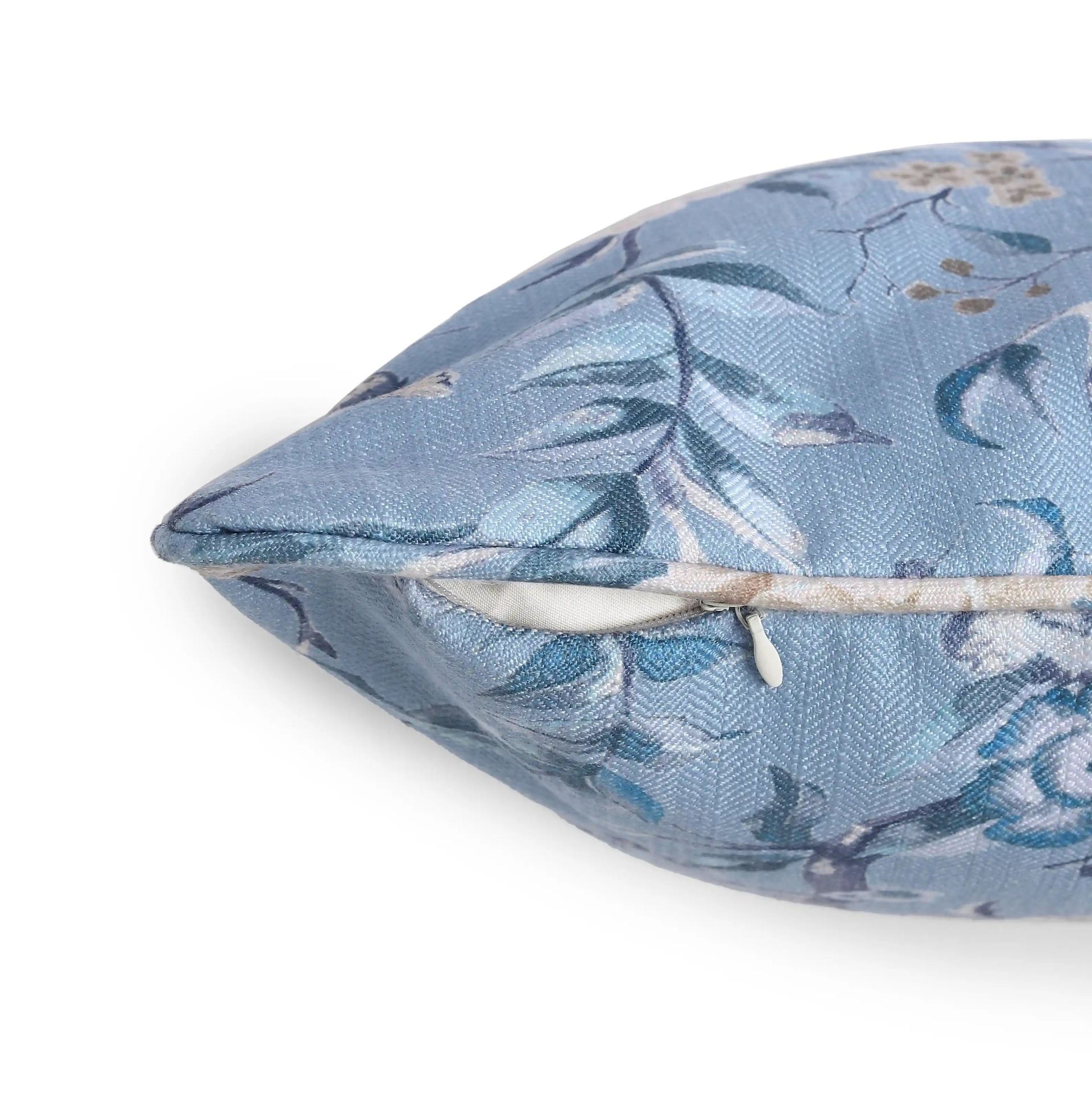 Floral 100% Polyester Azure Cushion Cover | Espricia
