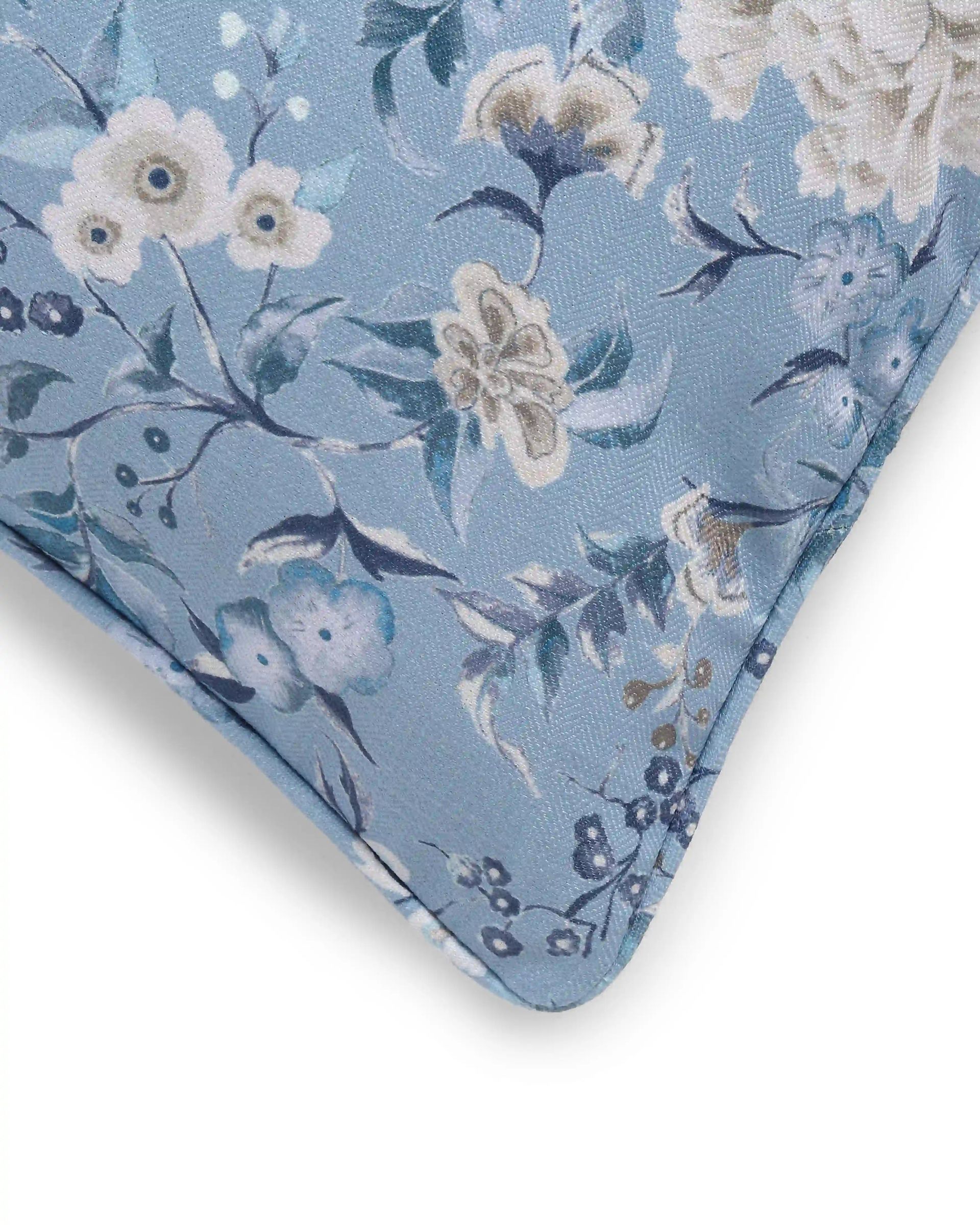Floral 100% Polyester Azure Cushion Cover | Espricia