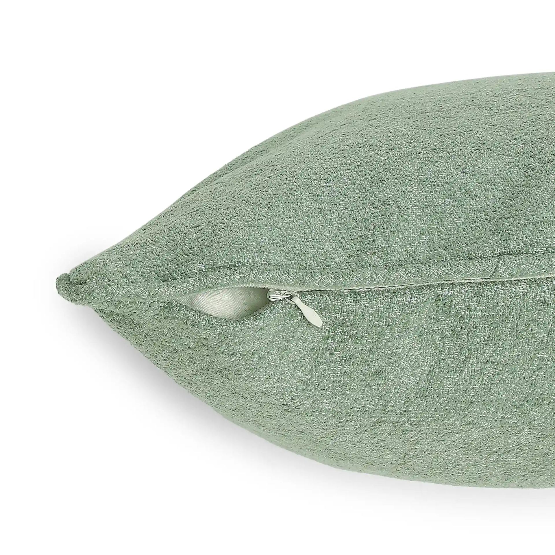 Textured Polyester Blend Sage Mist Cushion Cover | Vissencia