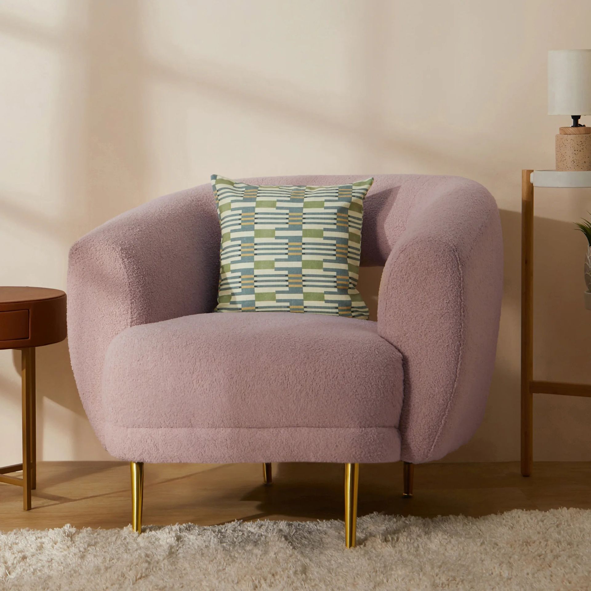 Geometric Polyester Blend Woodland Olive Cushion Cover | Vissencia